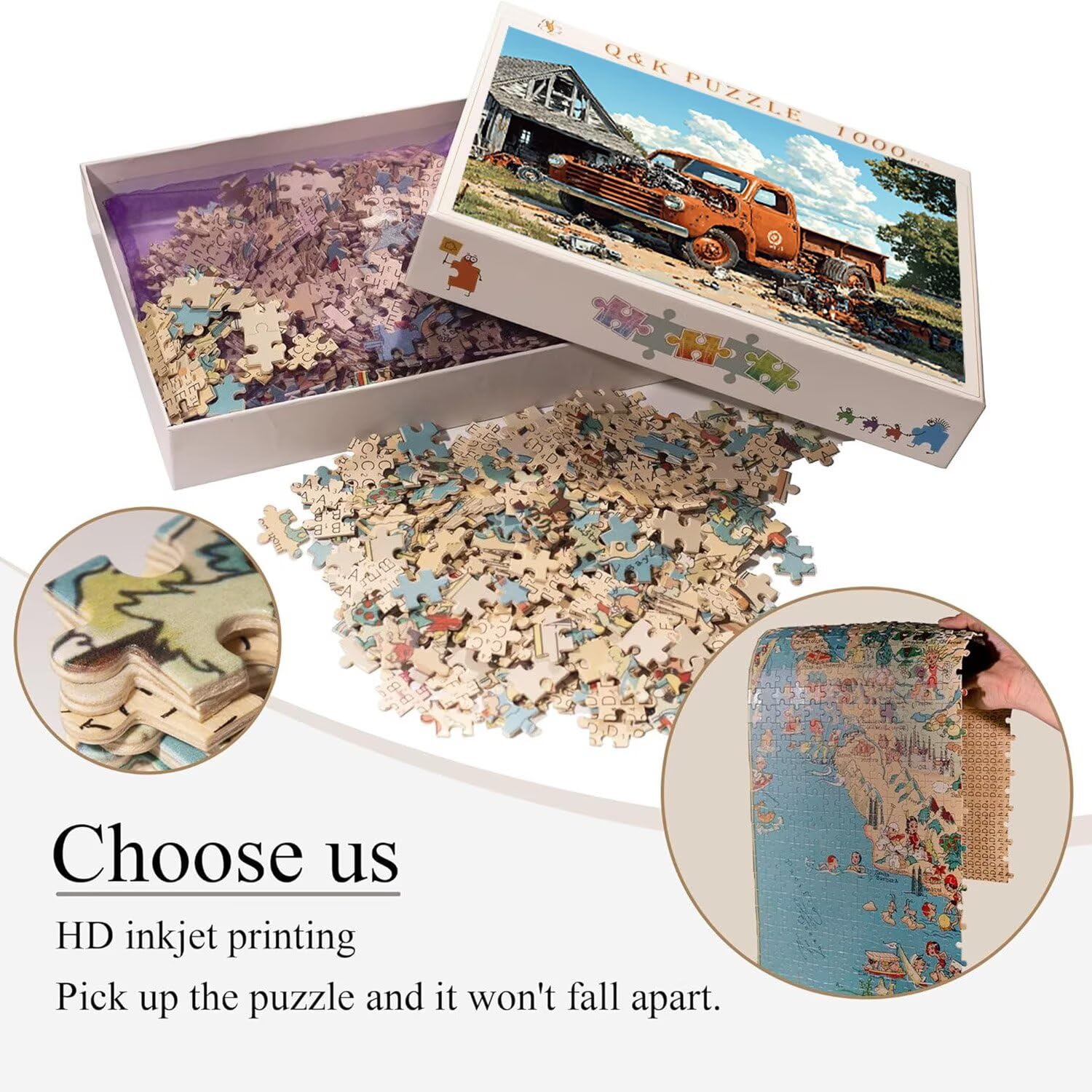 Drewniane puzzle dla dorosłych 3000 sztuk | Dom samochodowy | Zabawki edukacyjne | Puzzle dla dorosłych i dekoracje rodzinne | Rozmiar 122 x 80 cm | Prezent dla dorosłych | Prezenty świąteczne