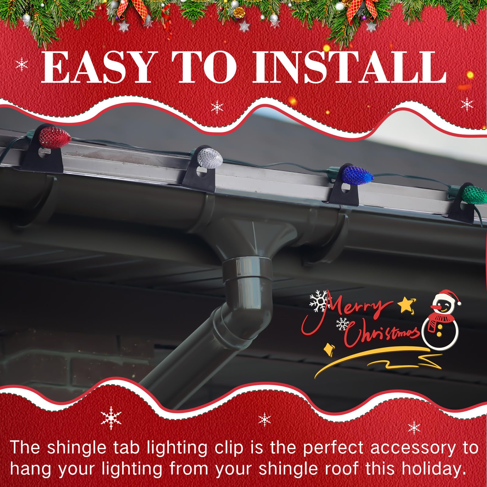 Soaoo 300 Pack Original Shingle Tab Clips For C7 C9 Lights, Christmas