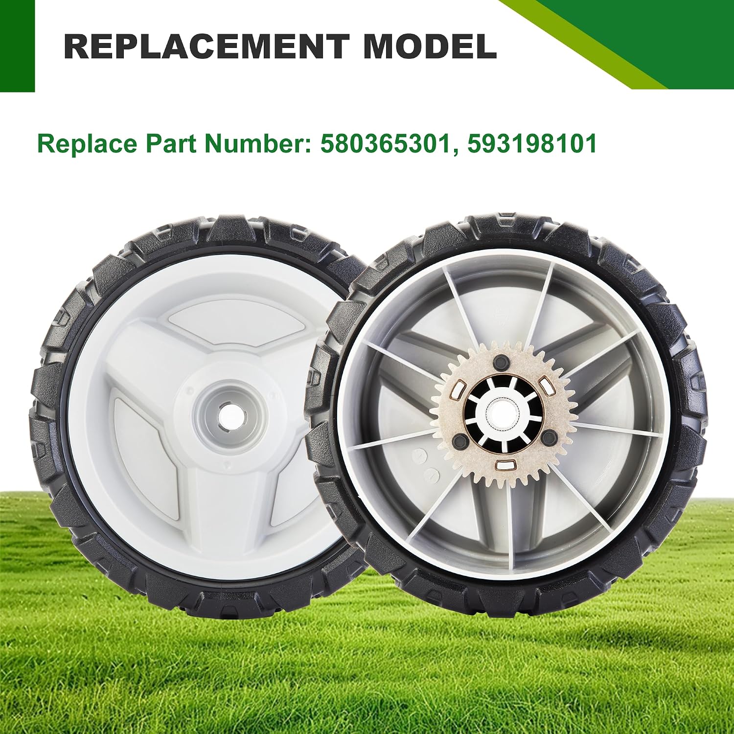 580365301 Drive Wheels 2 Pack for Husqvarna 593198101, 8 inch lawn mower wheels Compatible with Husqvarna Lawn Mower HU675AWD, HU700AWD, HU725AWD, HU800AWD, L321AH, LC221A, Craftsman GCV-160 Mower