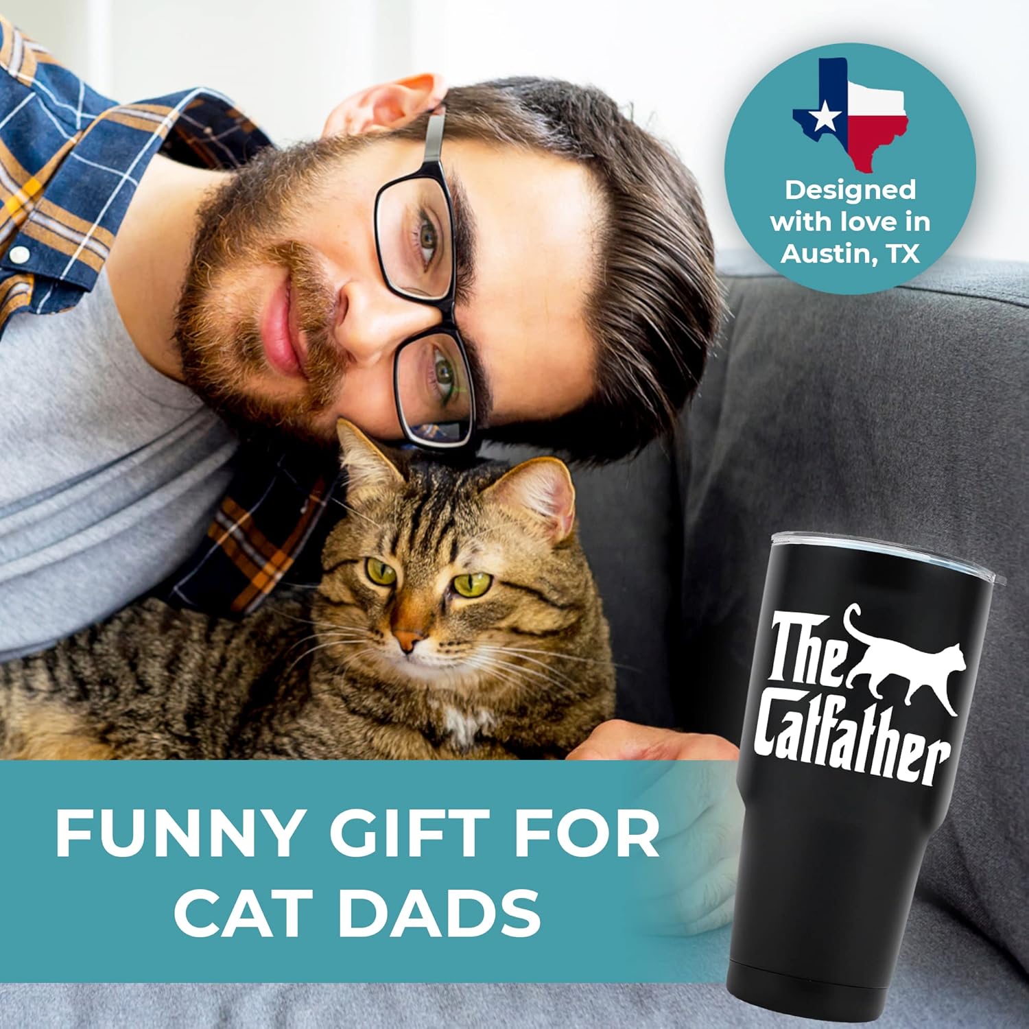 Cat Dad Tumbler 30oz, Cat Lovers Gifts For Men, Cat Dad Gifts For Men, Best Cat Dad Mugs For Men, Cat Dad Gifts Funny Cat Gifts For Men Cat Lovers, Gifts For Cat Lovers Men, Cat Themed Gifts For Men - Image 3
