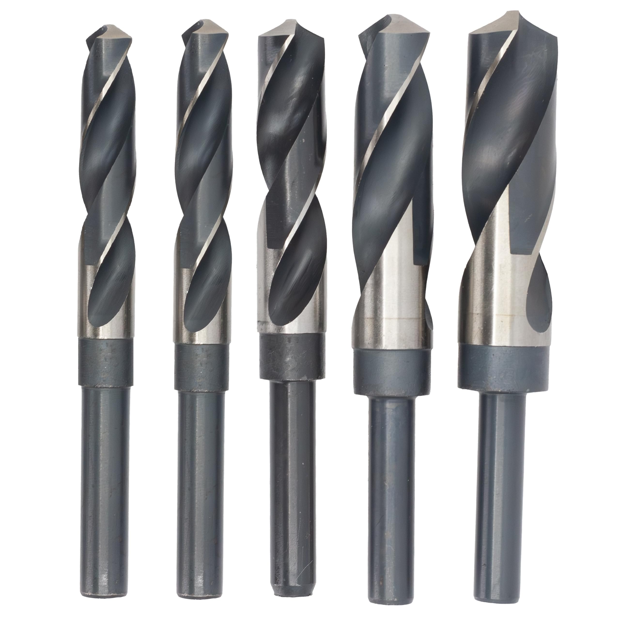 Drill America 5 Piece High Speed Steel Reduced Shank Drill Bit Set in Plastic Pouch Case (9/16" - 1 "), POU Series