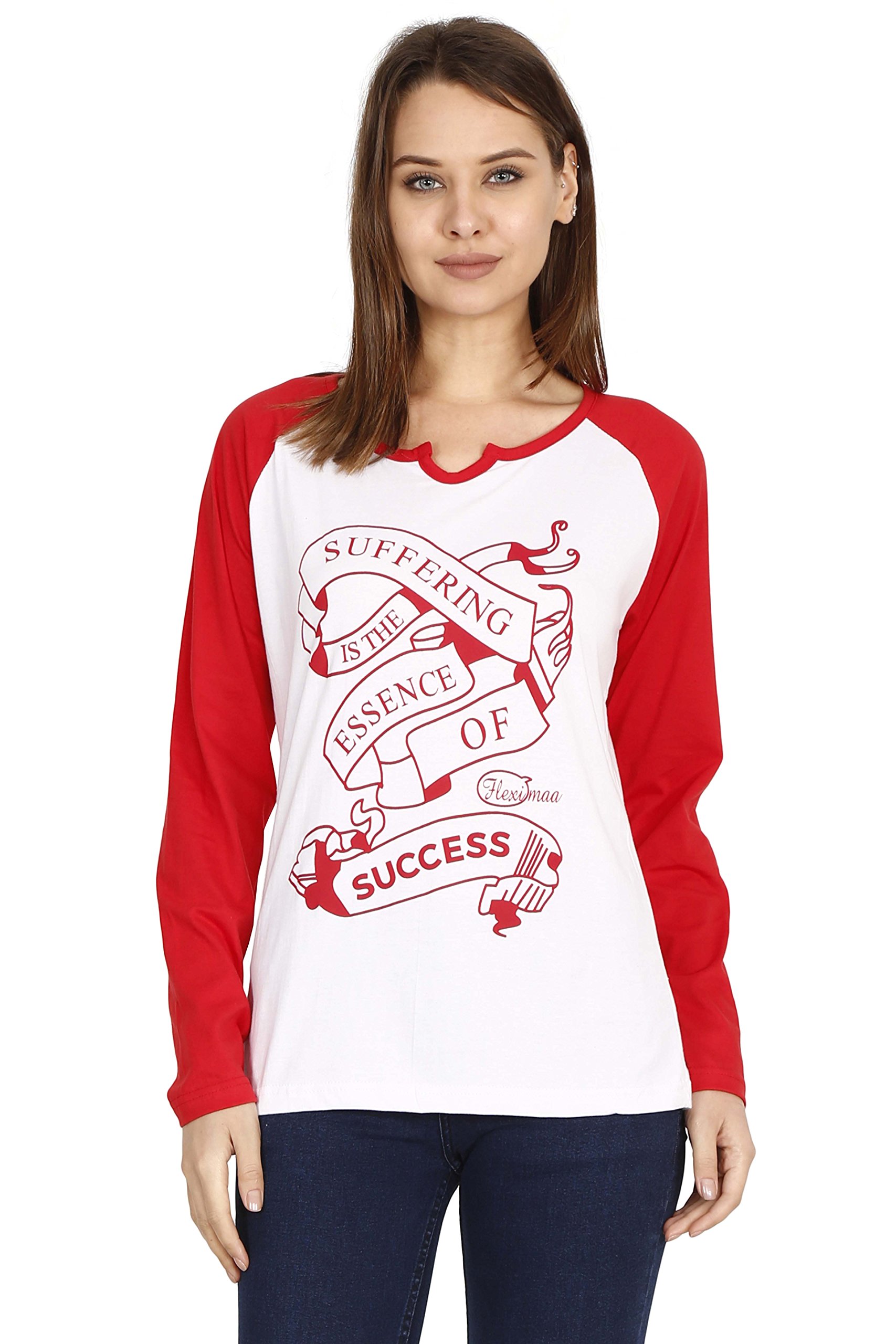 fleximaa Women's Cotton Printed Raglan Full Sleeve T-Shirt-picture-27