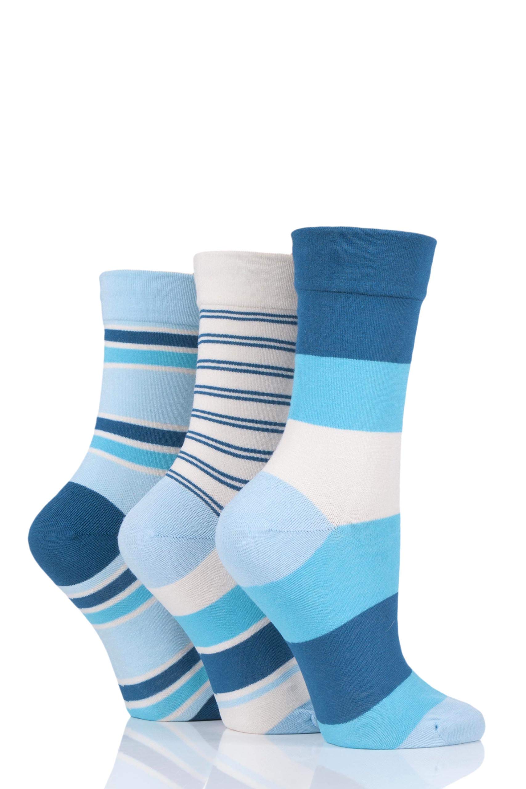 Sockshop Women's Celestial Gentle Bamboo Socks With Smooth Toe Seams In Plains And Stripes Pack Of 3 4-8