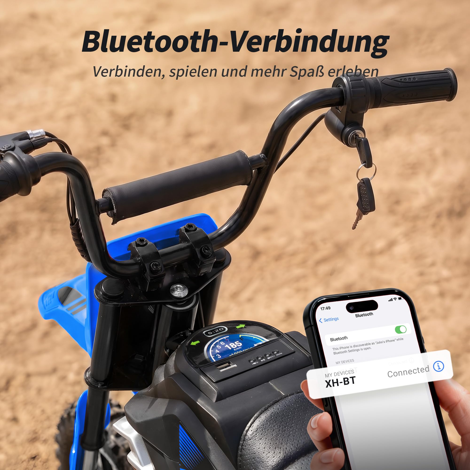 Hikiddo 24V 350W Kinder Motorrad Elektrisch ab 6 Jahre, 60kg Tragkraft
