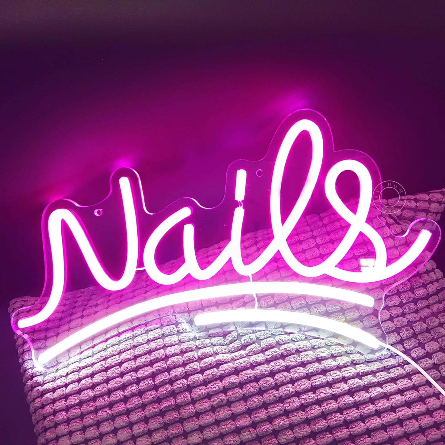 SYLHOME Nails Led Neon Light Sign Pink Business Wall Windows Sign Decor Nails Bar Beauty Salon Girls Bedroom Hanging Light Up Sign USB Birthday Makeup Decor 15.75"X8.7" - Image 5
