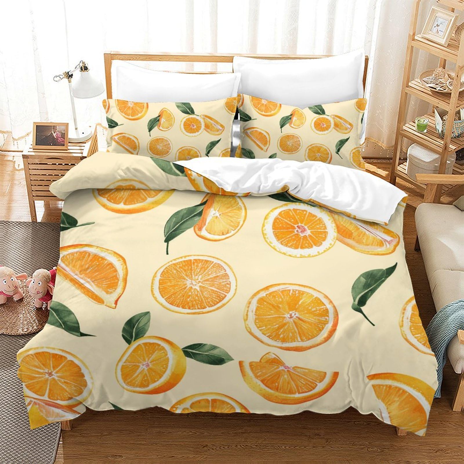Housse de couette antibactérienne orange contre les allergies