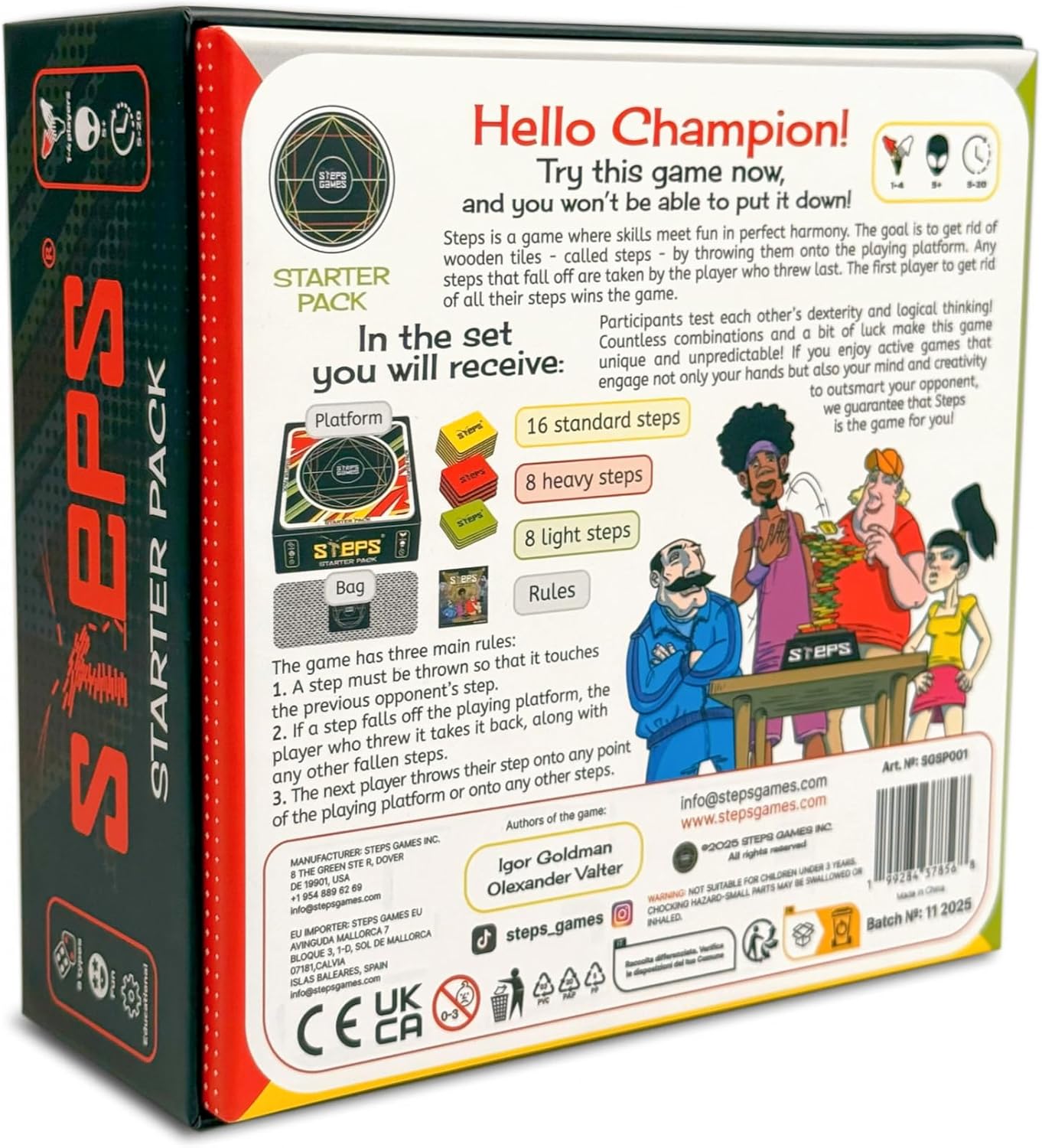 Steps Games Starter Pack Wooden Board Game – Unique Skill-Based Family Game, Party & Travel Game Gift Fun for Kids and Adults