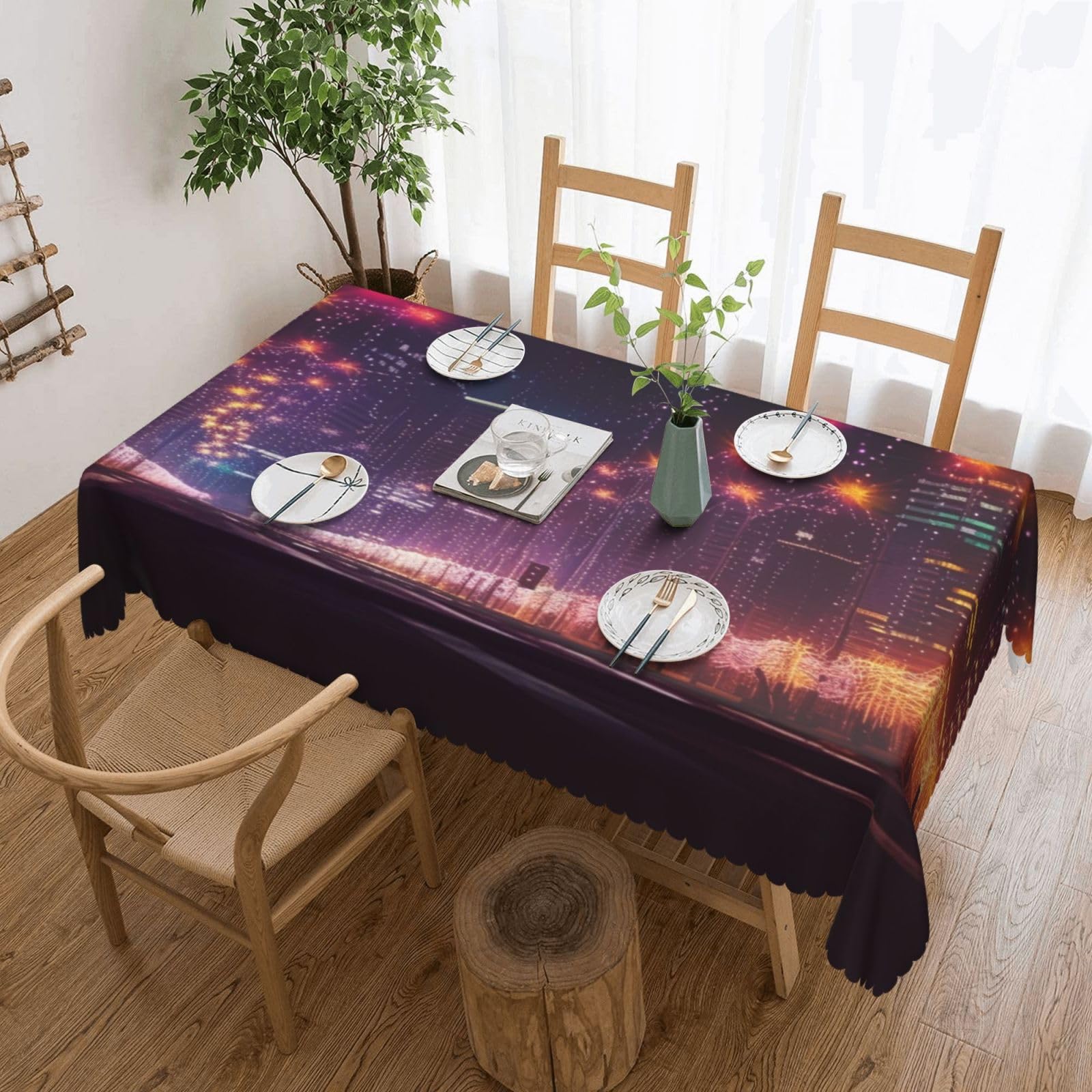 Nappe rectangulaire imperméable et résistante KHiry pour décoration de table