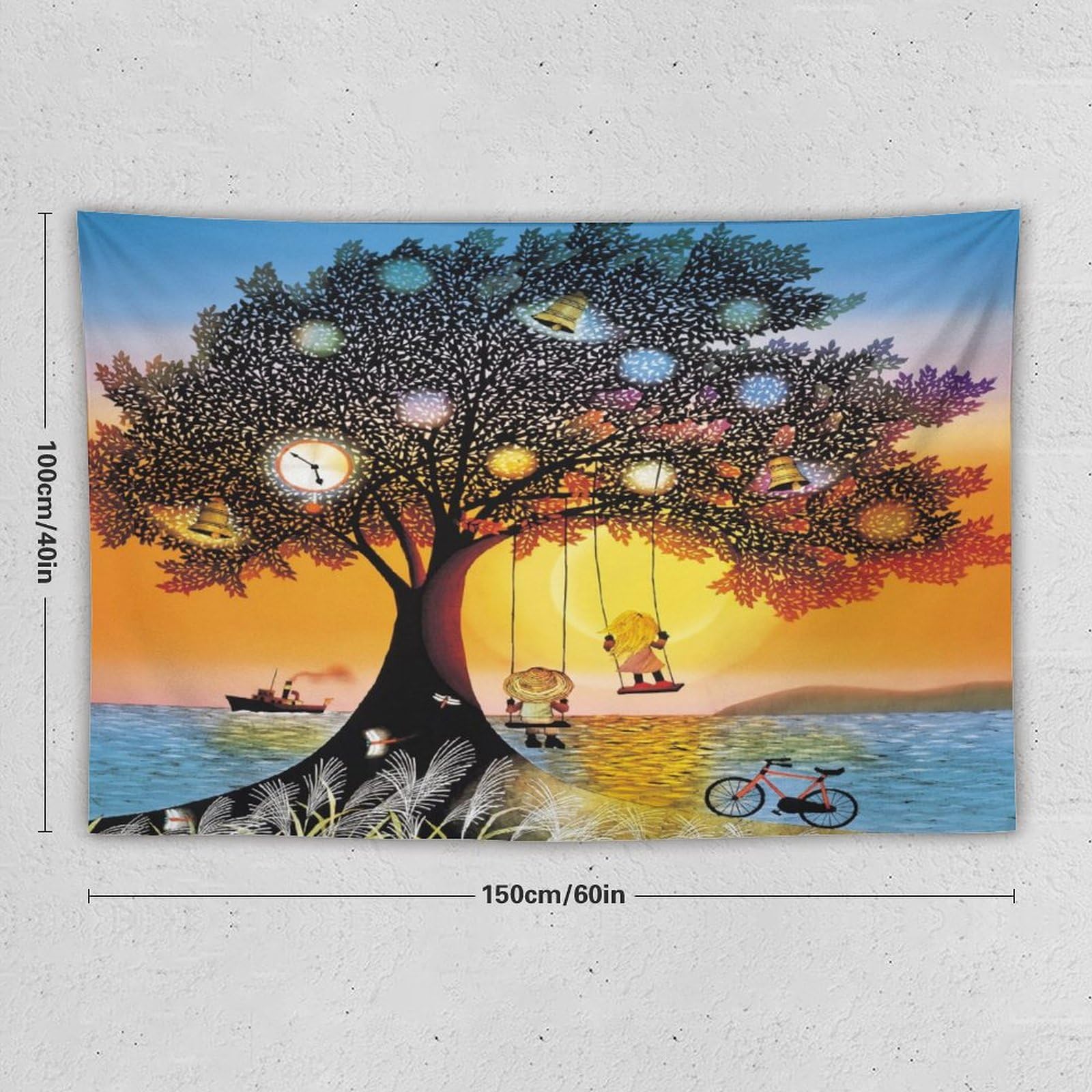 藤城清治先生　夕日のブランコ Amazon.co.jp: 藤城清治 夕日のブランコ タペストリー 毛布 インテリア