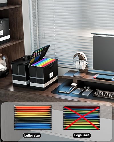 Miniatura 5 de Oterri Caja de documentos ignífuga con cerradura, caja de seguridad portátil ignífuga impermeable para archivos de cartas, caja de archivos plegable