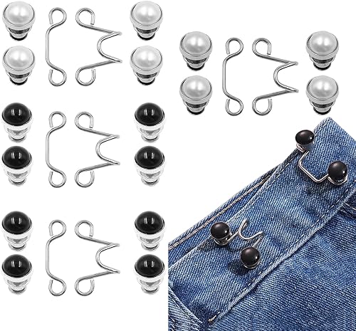 Miniatura 7 de 36 extensiones de hebilla de cintura ajustable, 6 estilos desmontables de botones de jean no requiere costura, botones de mezclilla reutilizables,