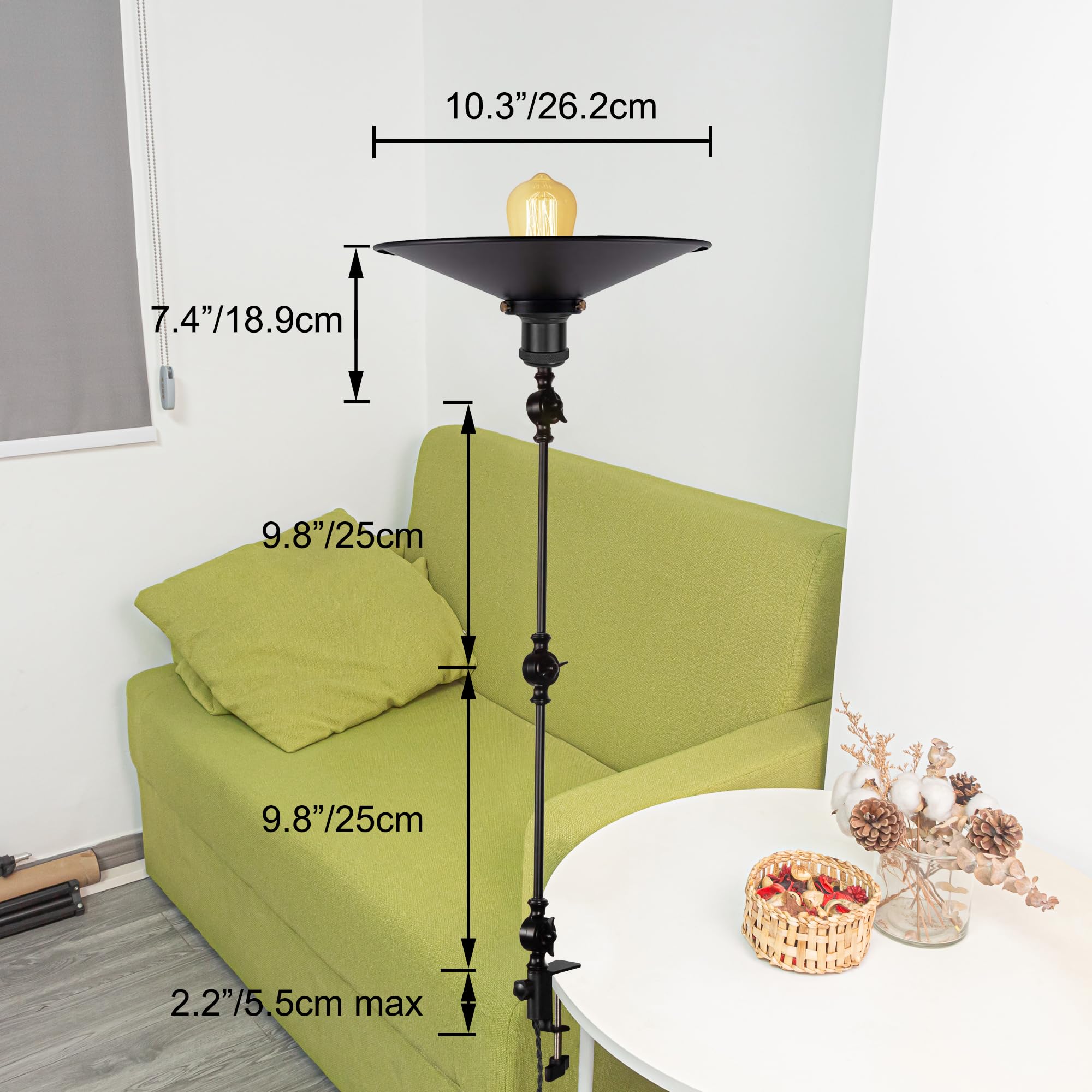 Lampada a morsetto retrò, 1 confezione di lampada da lettura con cavo da 2,5 m, dimmerabile, lampada da comodino, lampada da scrivania per ufficio, uso domestico, attacco E27 DZ0145