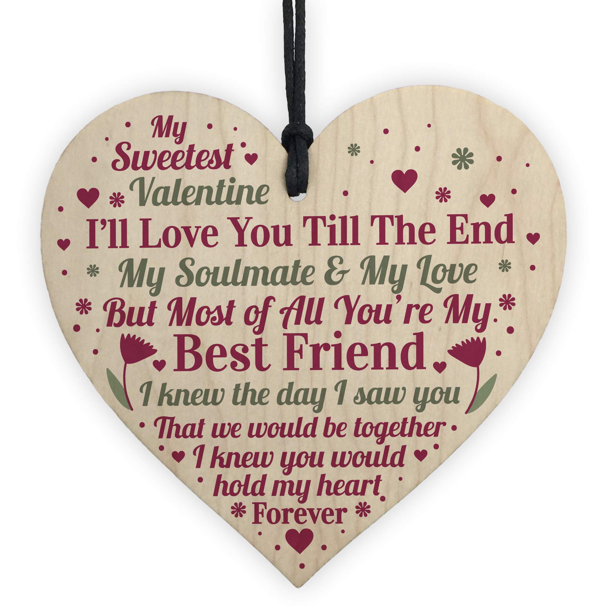 Red Ocean Valentines Day For Boyfriend Girlfriend Husband Wife Handmade Wooden Heart Plaque Cute