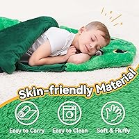 Vista 2 de iPlay, iLearn Saco de dormir de dinosaurio para niños, tapete para siesta de dinosaurios para niños pequeños, saco de dormir de animales de felpa, 2