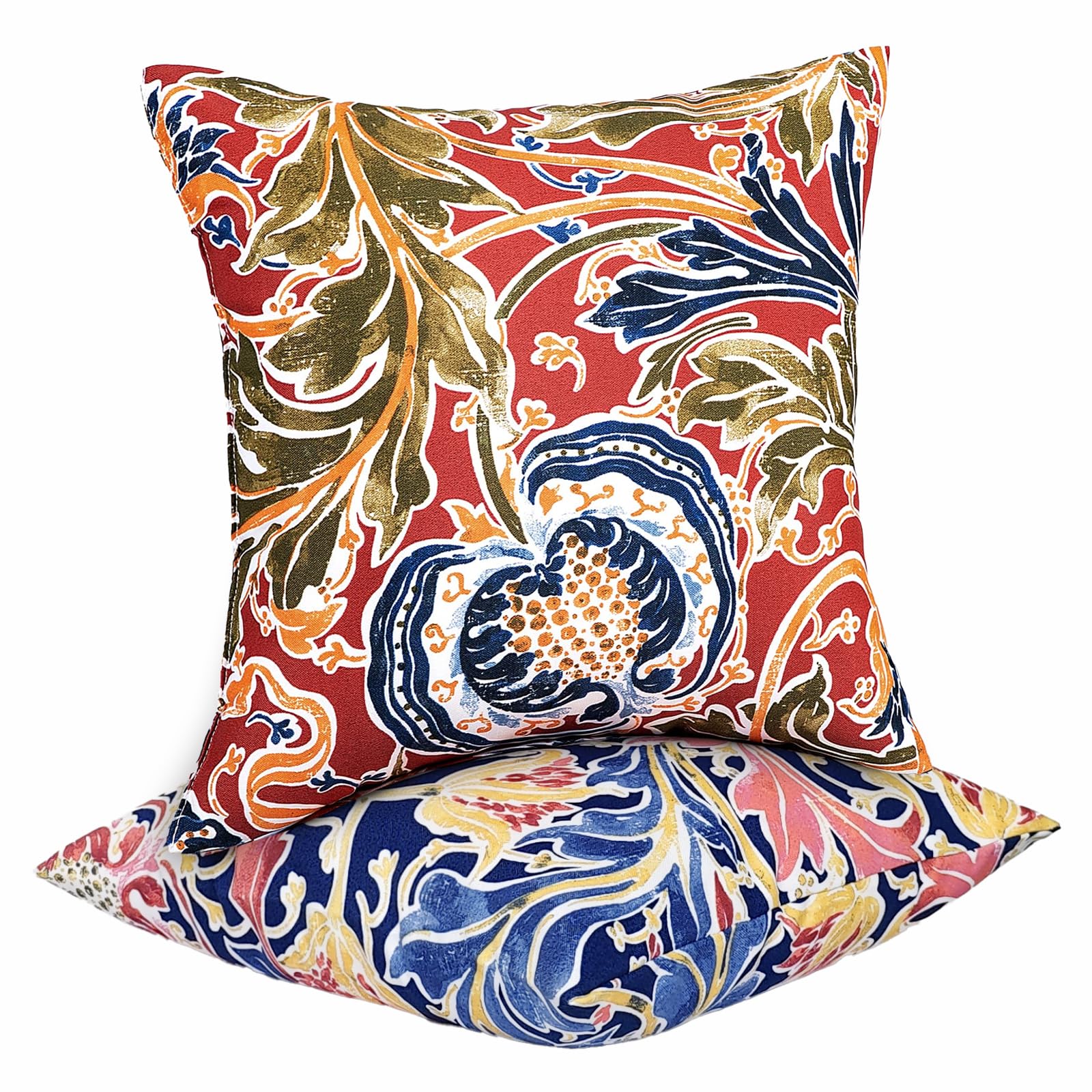 JMGBird 18×18 Inch Outdoor Lumbar Pillows Pack of 2 Colors Waterproof Throw Pillows with Insert Rectangular Decorative Garden Cushion for Home