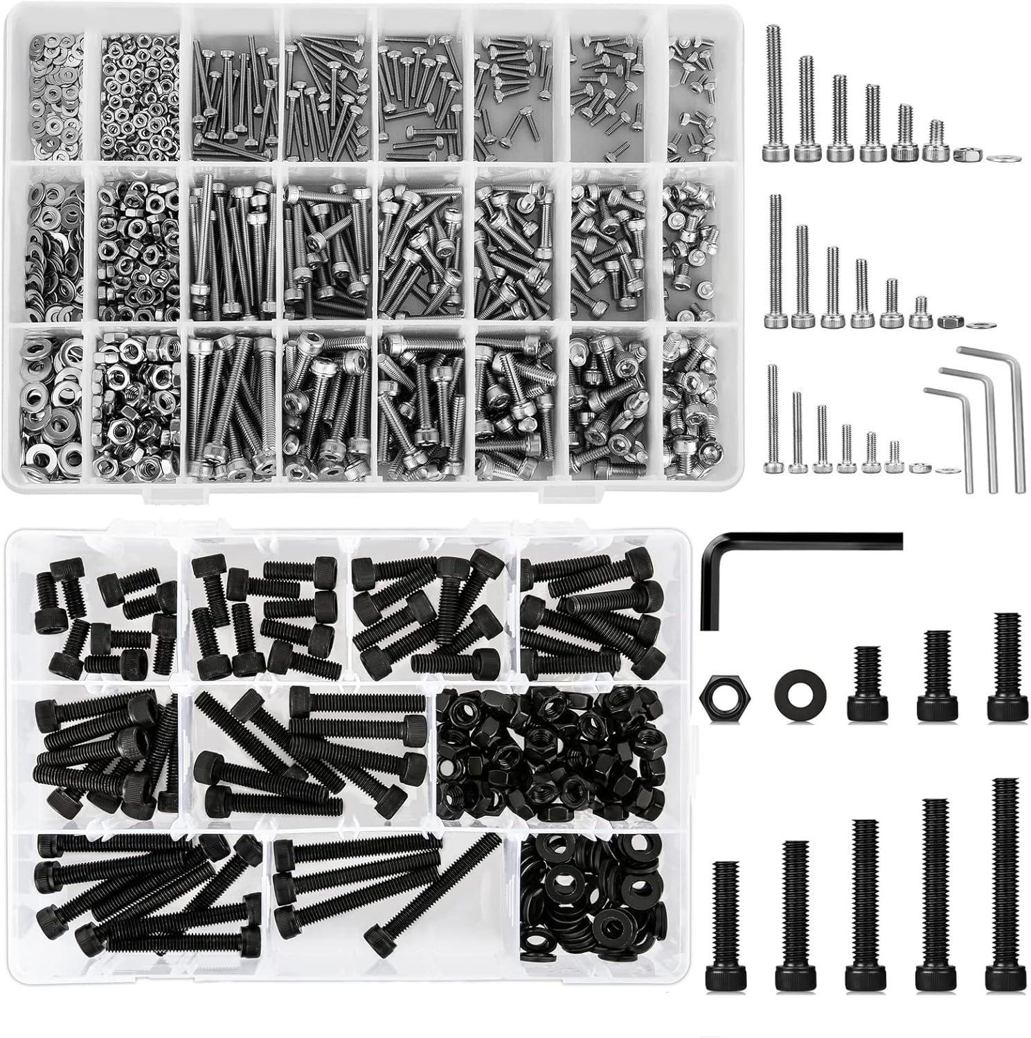 Metric Bolt Assortment M2 M3 M4 M6 Screws Nuts and Washers Hex Socket Head Cap Machine Screws, Bolts and Nuts Kit