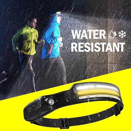 Miniatura 7 de AURUZA 2 faros delanteros COB de 230  de ancho, faros delanteros LED recargables con sensor de movimiento, brillante, 5 modos, tres tiras de luz,