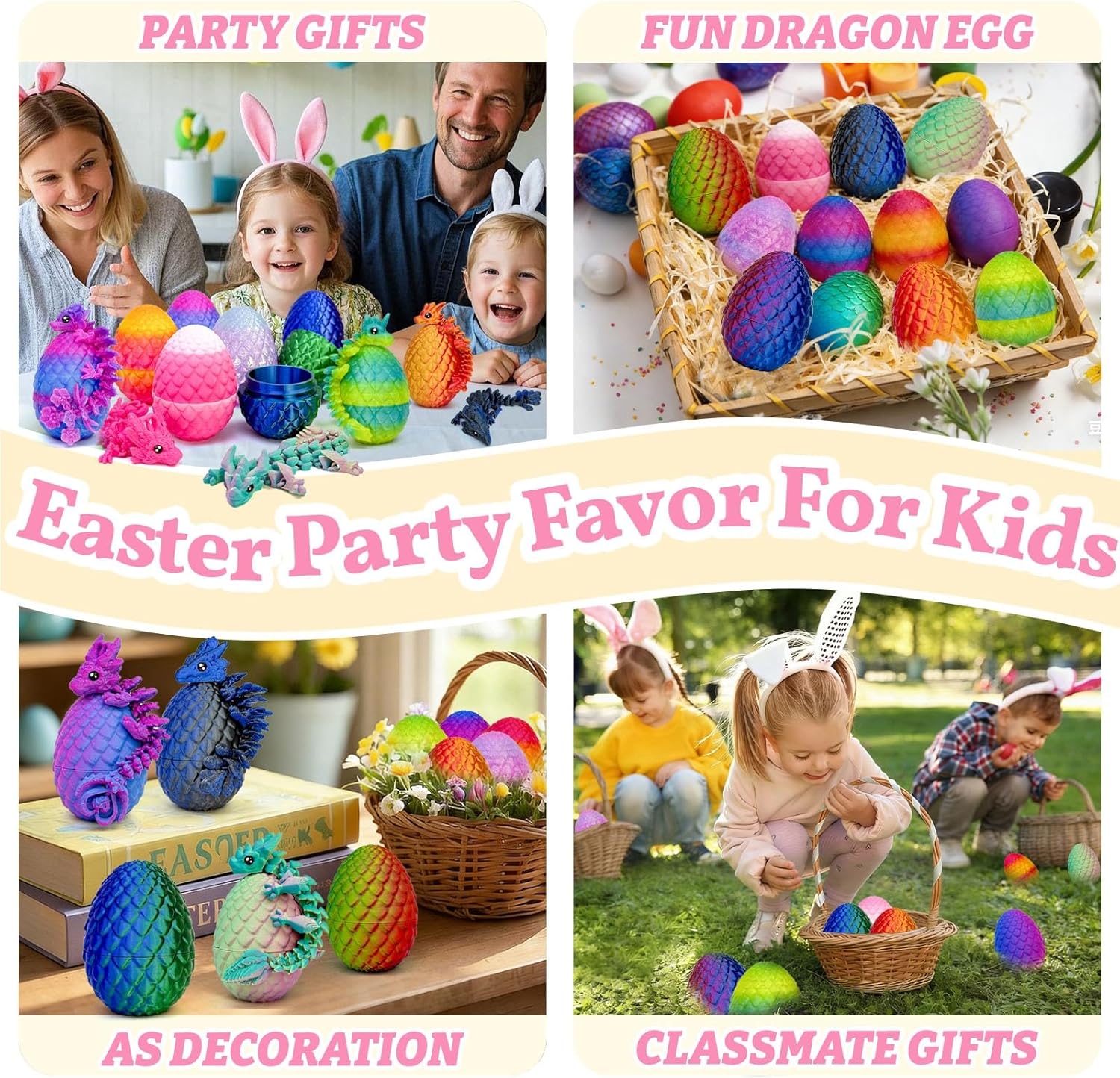 12pcs 3D Printed Dragon Eggs, 3D Dragon Eggs with Dragon Inside,Prefilled Easter Dragon Egg with Articulated Dragon Toy,for Easter Basket Stuffers Party,Desktop Decoration (3D Printed Egg)