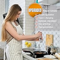 Vista 2 de Juego de molinillo eléctrico de sal y pimienta, salero y pimentero recargable, molinillo de pimienta automático con grosor ajustable, operación