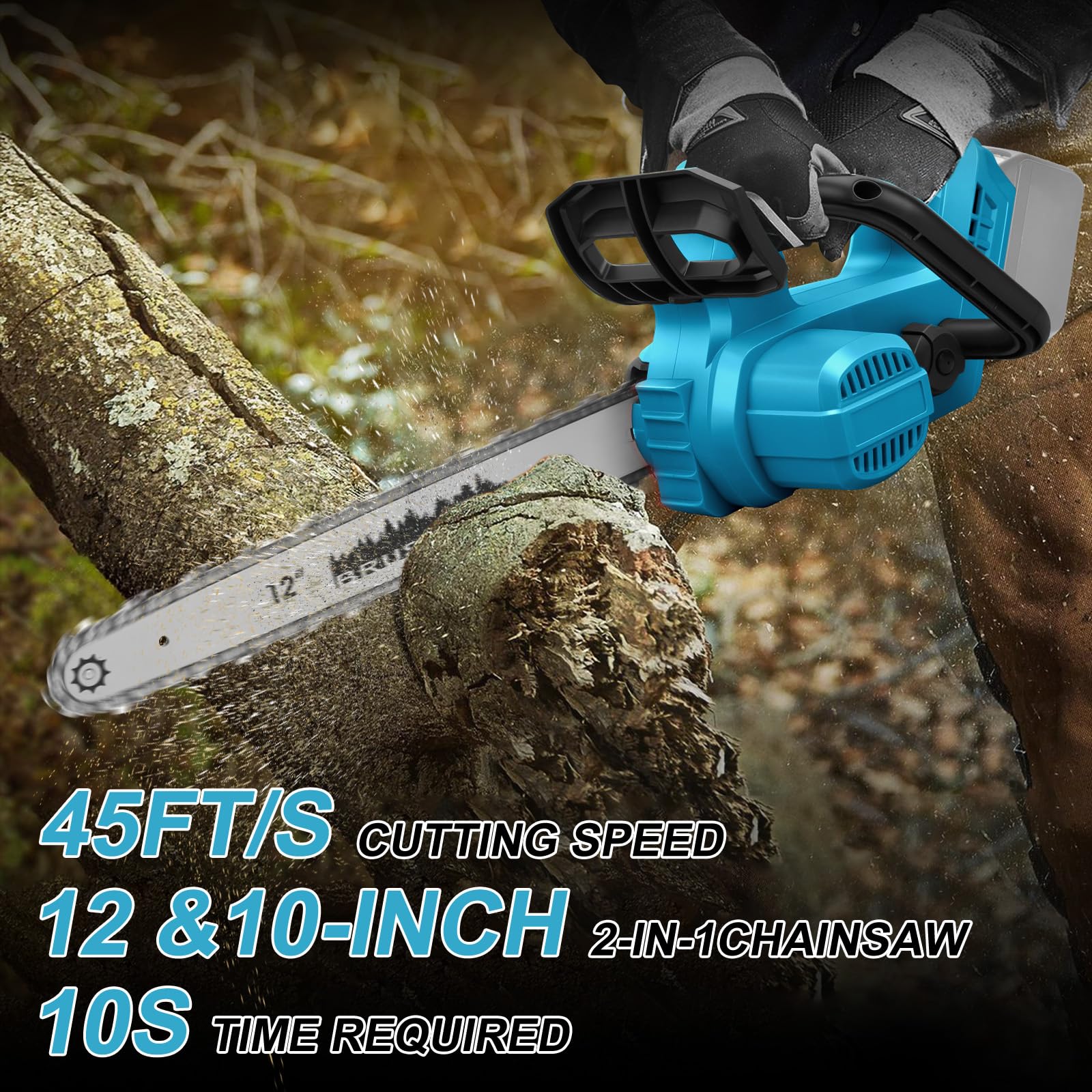 Tronçonneuse sans fil pour batterie Makita 18 V, 30,5 cm/25,4 cm, mini tronçonneuse 2 en 1 avec verrou de sécurité, tronçonneuse électrique portable de 1100 W pour la coupe du bois, la taille des
