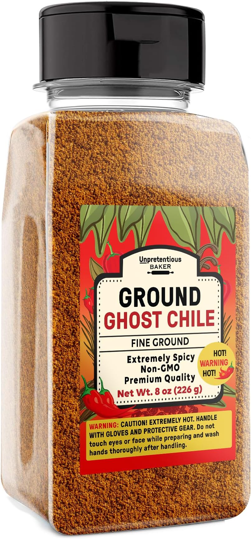 Ground Ghost Chile Pepper, 8 oz, Extremely Hot & Spicy, 500,000 + SHU, Bhut Jolokia Chile Peppers