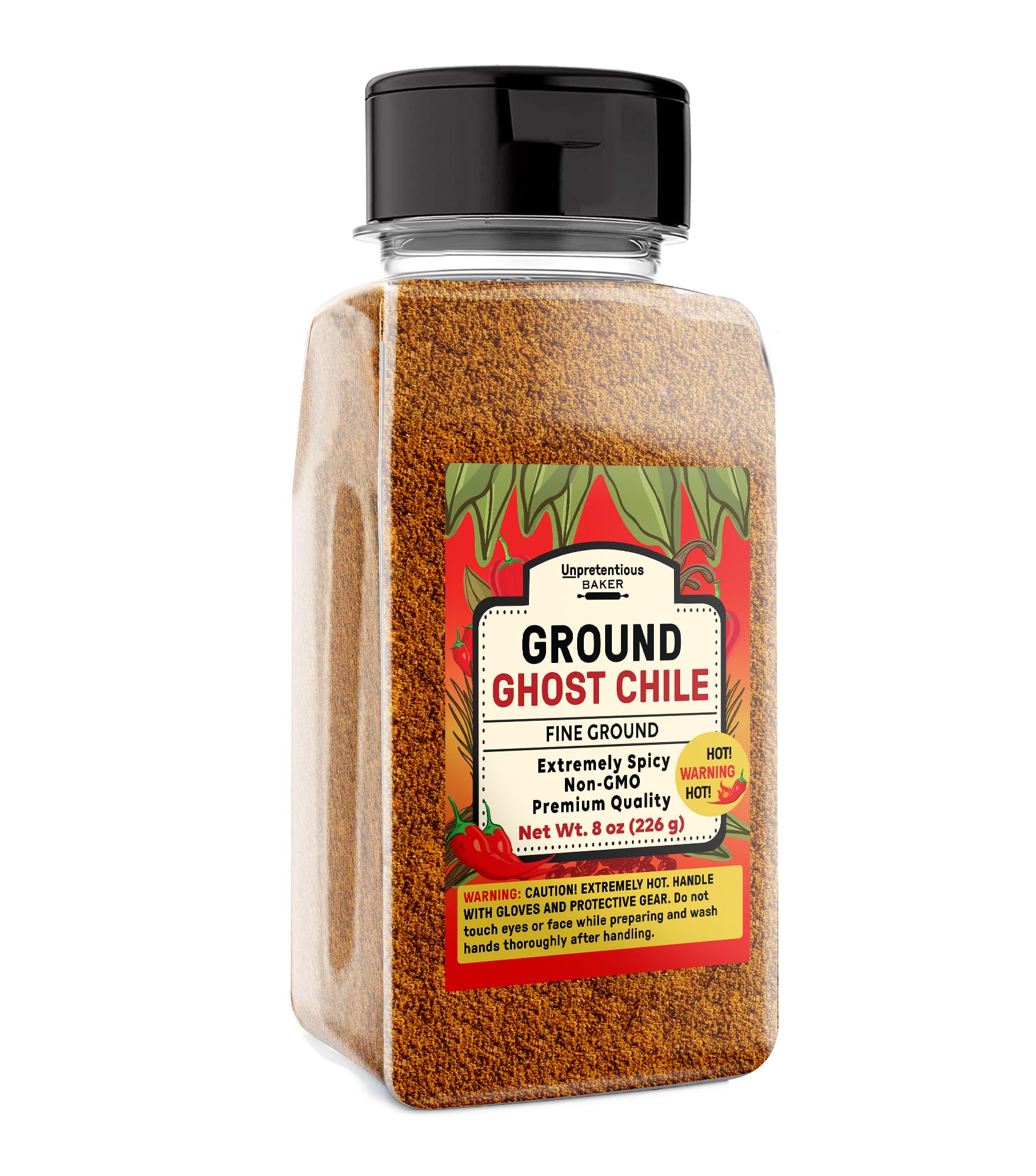 Unpretentious Ground Ghost Chile Pepper, 8 oz, Extremely Hot & Spicy, 500,000 + SHU, Bhut Jolokia Chile Peppers