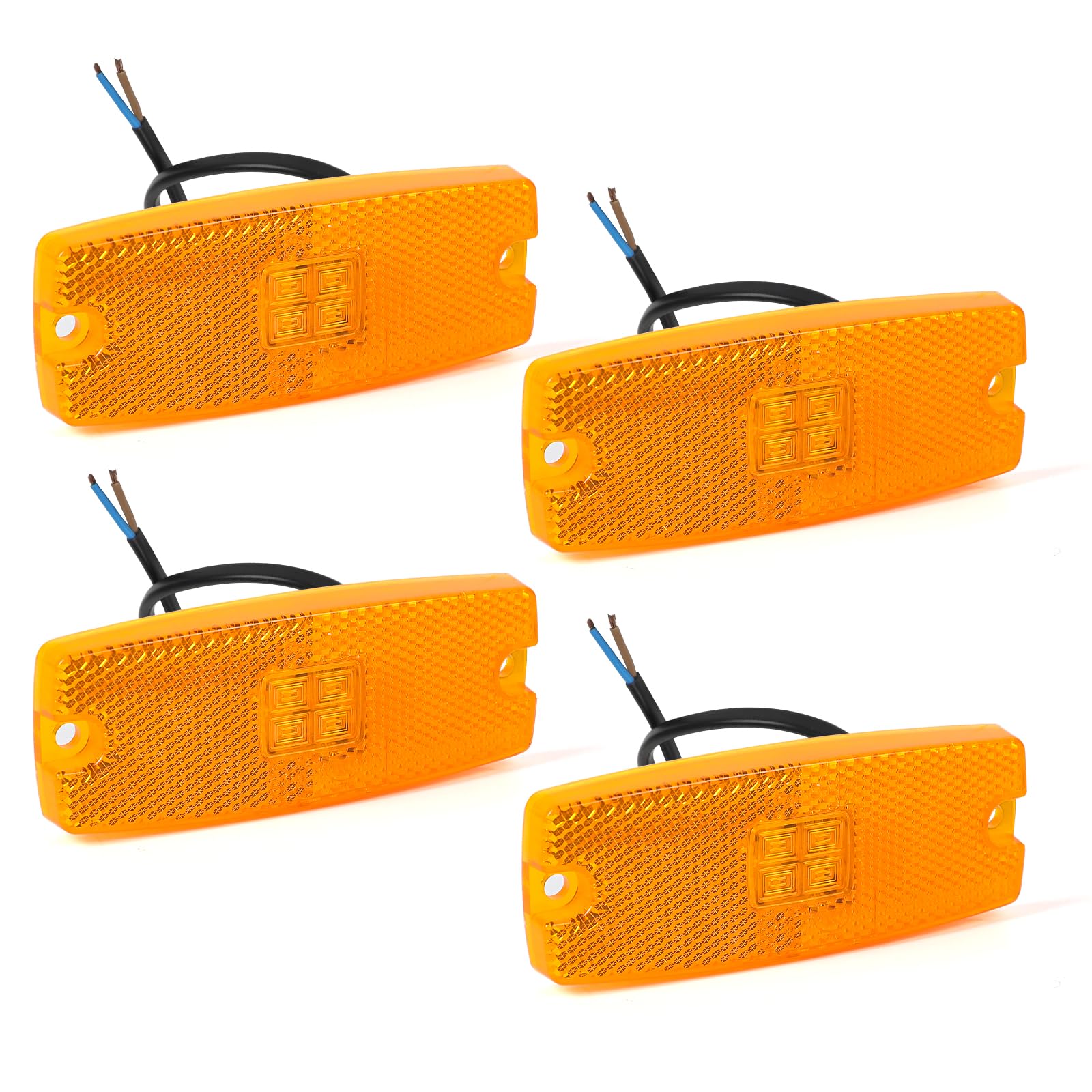AOHEWEI 4 x Gelb LED Seitenmarkierungsleuchten Lkw Markierungsleuchten Pkw Anzeige Positionsleuchte Lampe Vorderseite mit Reflektor für Anhänger Van Wohnwagen 10~30V ECE-genehmigt