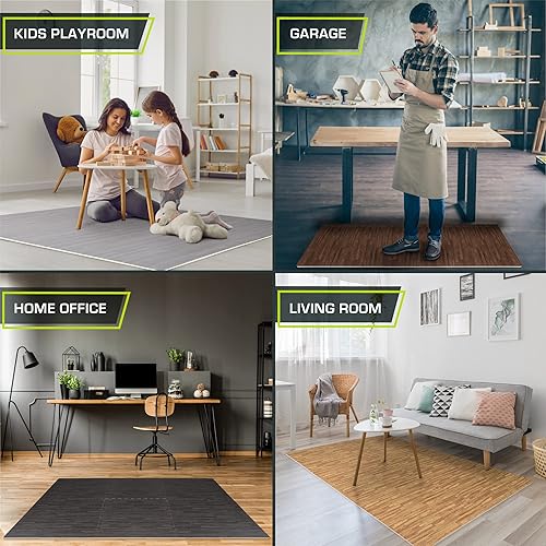 Miniatura 7 de ProsourceFit Tapete de rompecabezas de grano de madera de 12 pulgadas, 6 azulejos de espuma EVA entrelazados (24 pies cuadrados) para equipos de