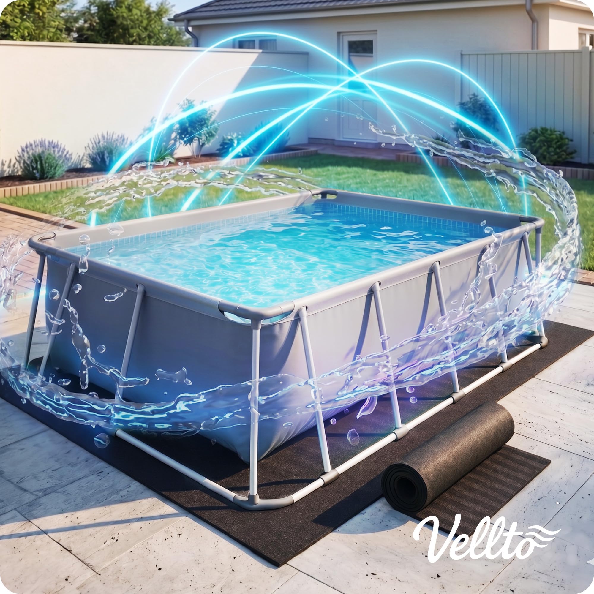 Tapis De Piscine 10 mm 10 m sous-Couche Protection Sol Imperméable Réutilisable Épais Mousse Polyéthylène Revêtement Bassin Hors-Sol Confort Sécurité Durable Résistant