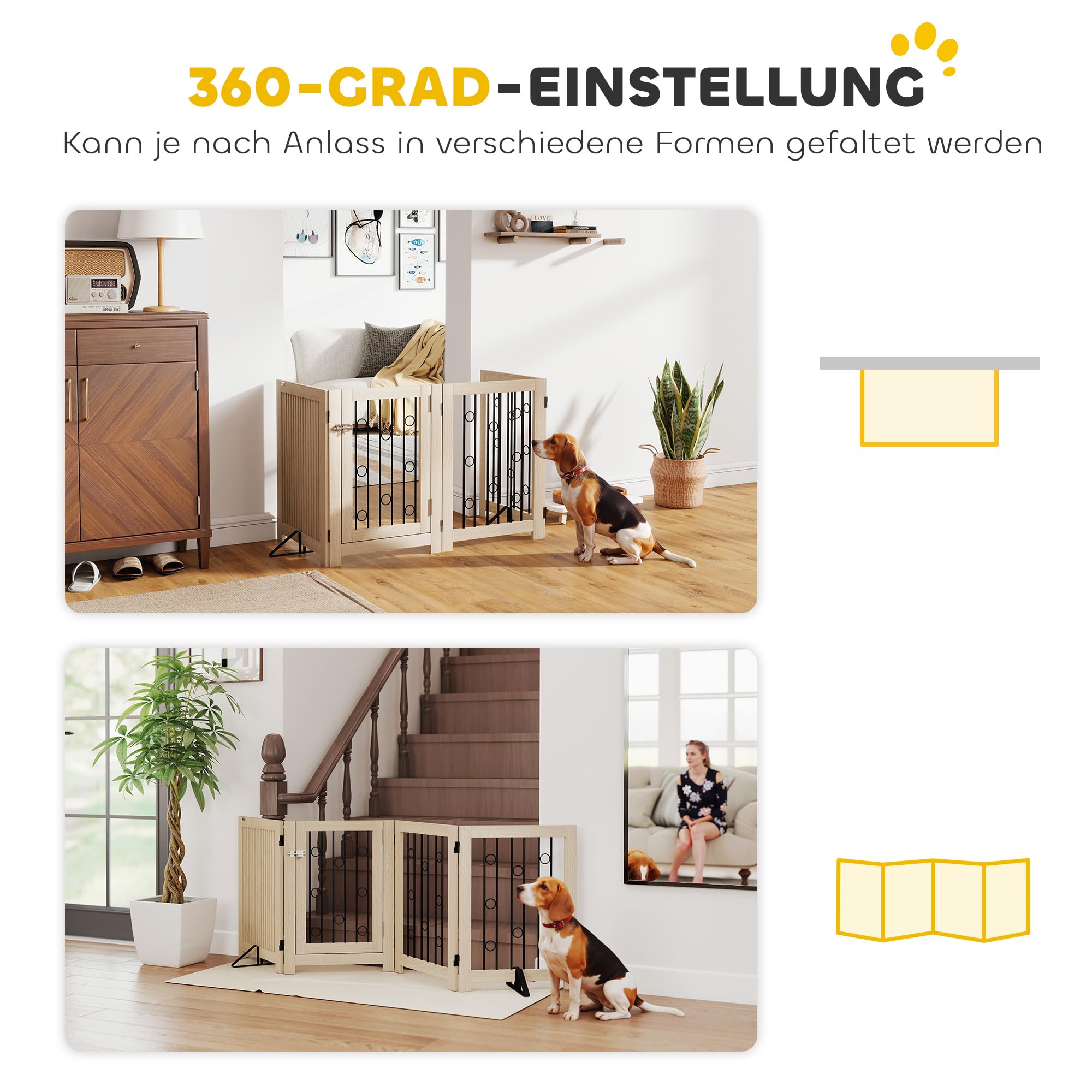 PawHut Recinto barriera per cani autoportante pieghevole 70 x 205 cm con porta e serratura