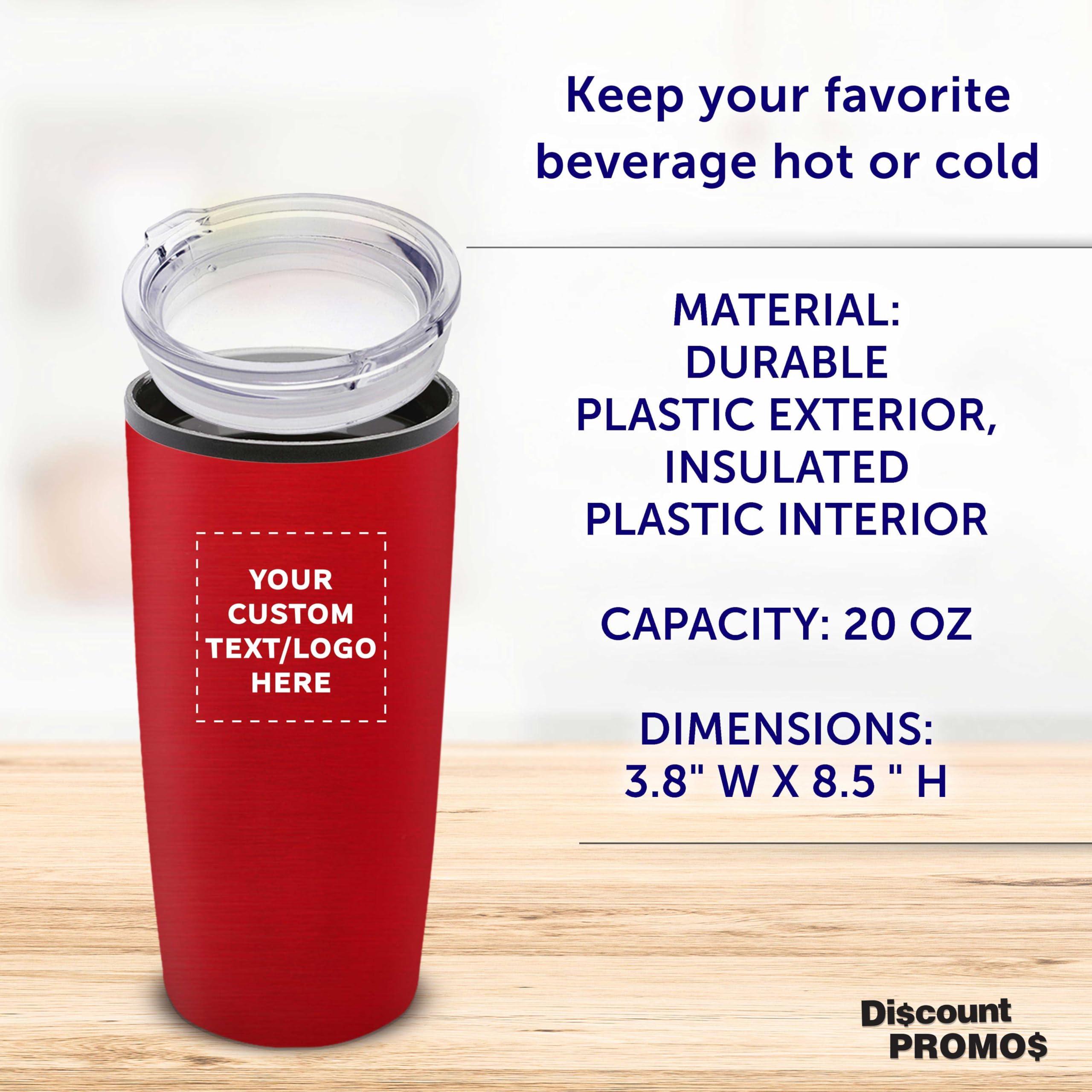 Amazon.com | Custom Plastic Tumblers 20 oz Set of 6/12/24 Personalized Bulk  Pack with Lids, Ice Coffee Tumbler, To Go Cup Insulated - Red: Tumblers &  Water Glasses