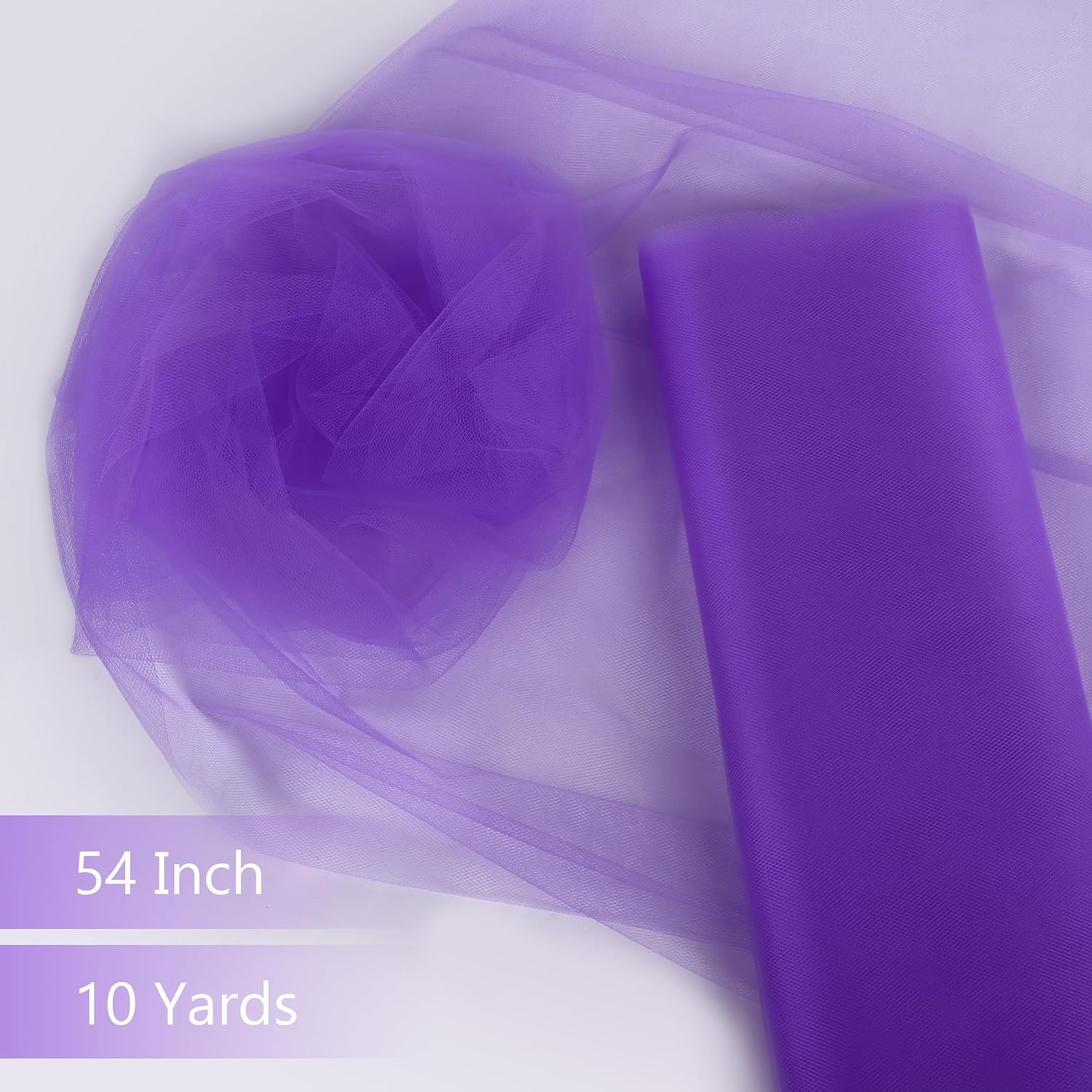 Purple Tulle Tape Roll 54 Inch x 10 Yards for DIY Crafts Weddings Sewing DIY Projects Gift Wrap and More - Multiple Colours of Tulle mesh