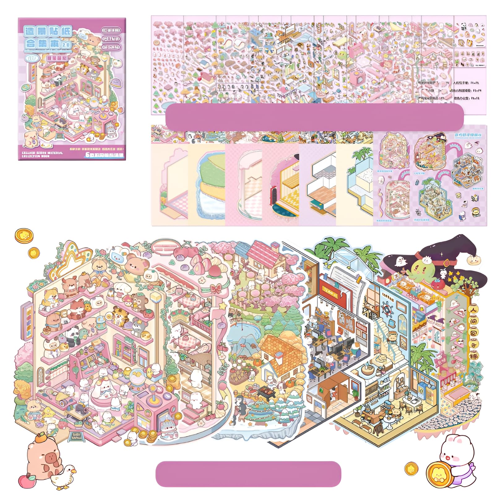 Arklove 3D Landscape Sticker (Mind Special Design) PET Cartoon Sticker for Journaling/Work Decoration with 30 Pages Total Numbers Japanese Seasonal Design Collection Book 1.0 : Toys & Games
