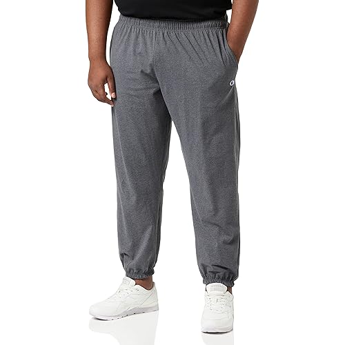 Champion Men's Everyday Fitted Ankle Cotton Pants, 31.5" Inseam, Cotton Knit Pants Left Hip "C" Logo, Cotton Warm-Up Pants