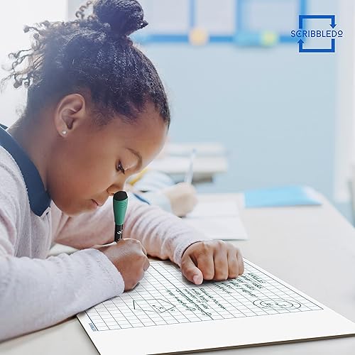 Miniatura 2 de Pizarra blanca de borrado en seco de 11 x 14 pulgadas, pizarra de borrado en seco de doble cara con cuadrícula para el hogar, escuela, aula, niños y