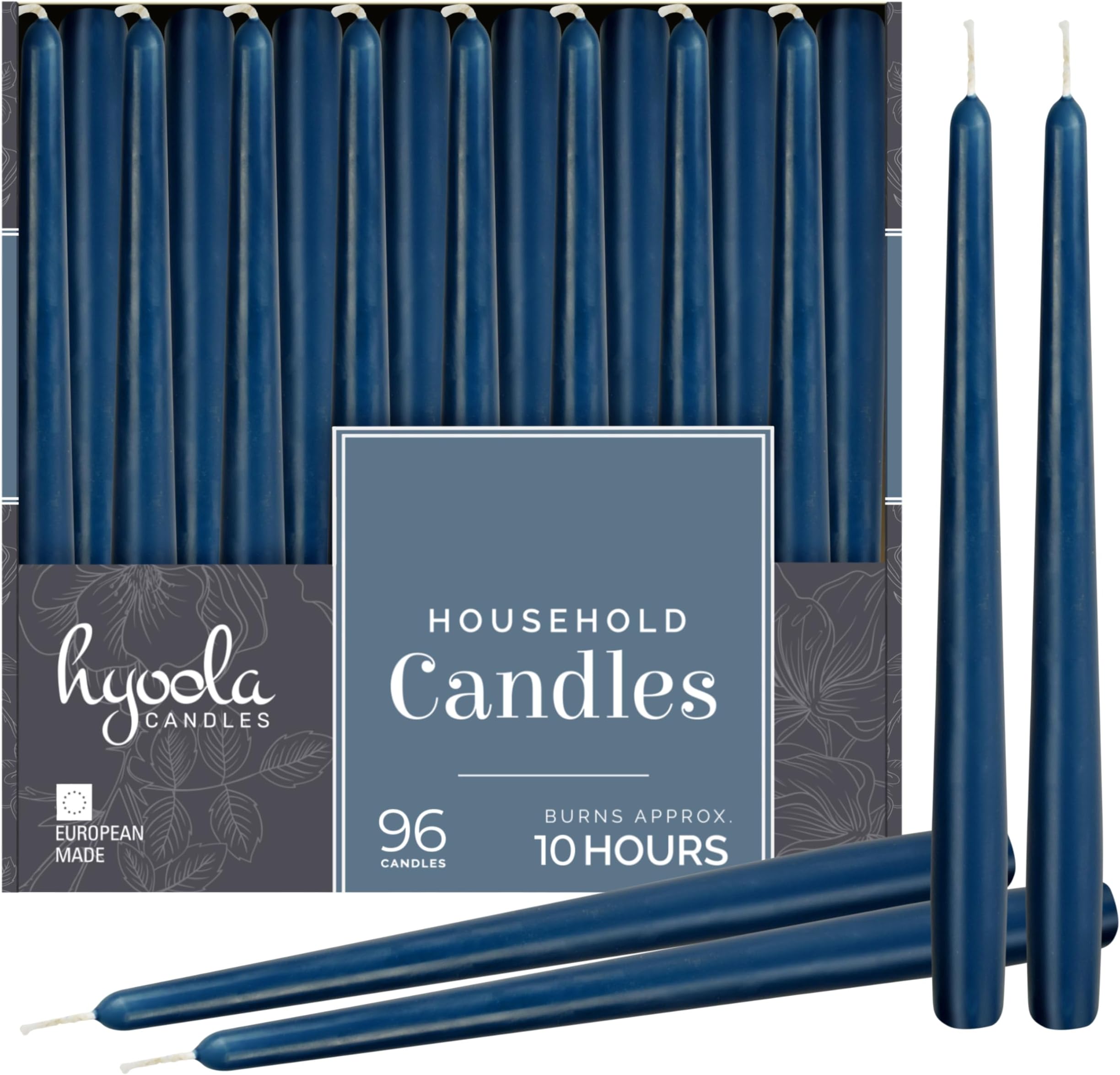 Hyoola Tall Taper Candles 10 Inch Midnight Blue Unscented Dripless Taper Candles