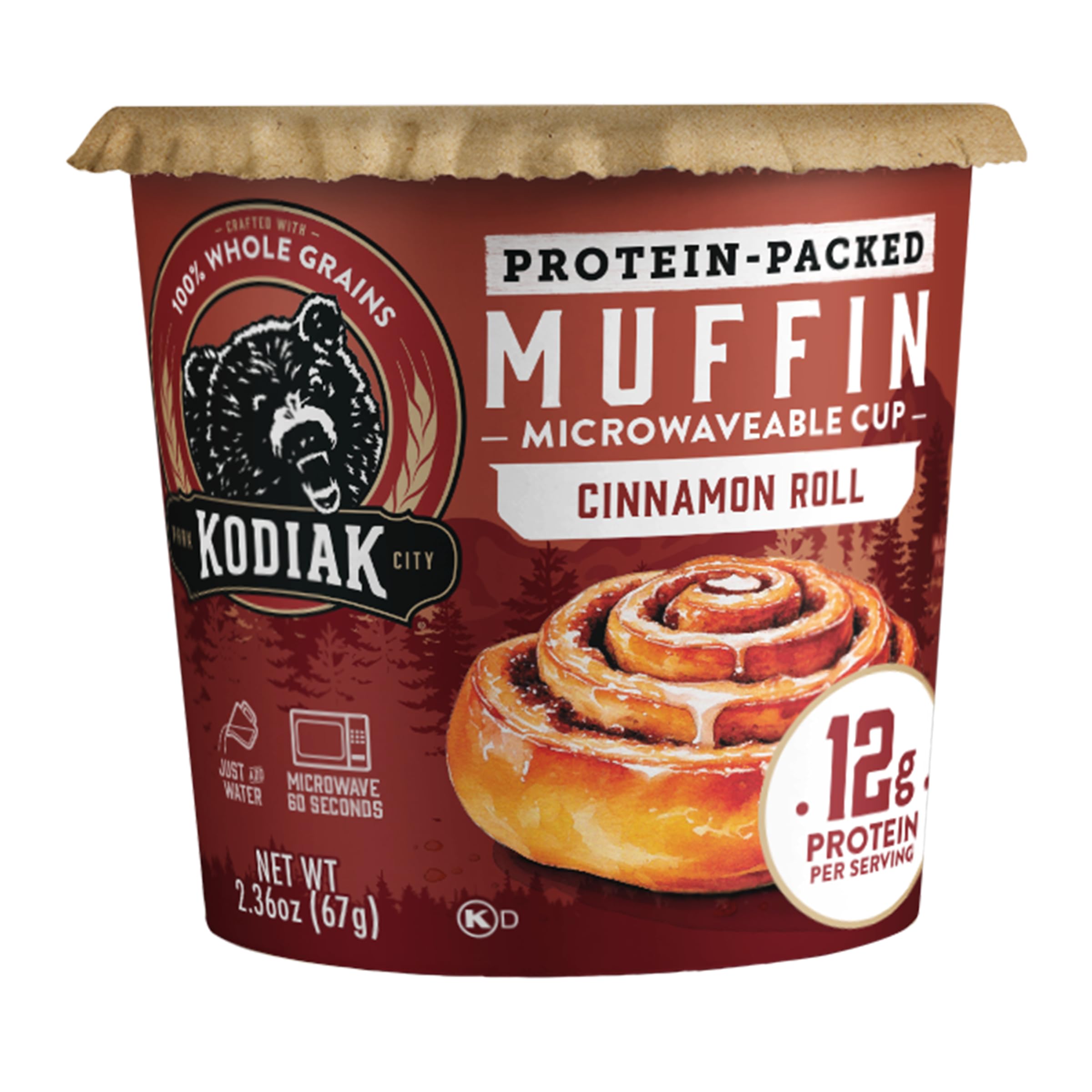 Power Cups Lot de 12 muffins à la cannelle – Muffins 100 % grains entiers et riches en protéines – Mélange pour muffins petit déjeuner à la cannelle, 65 g