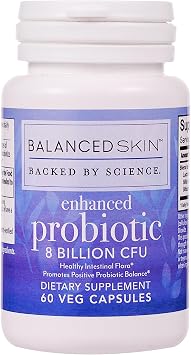 Enhanced Probiotic 8 Billion CFU | Daily Gut & Skin Support Supplement 3 Targeted Strains for Digestive Balance & Skin Health | 60 Vegetarian Capsules | Non-GMO*