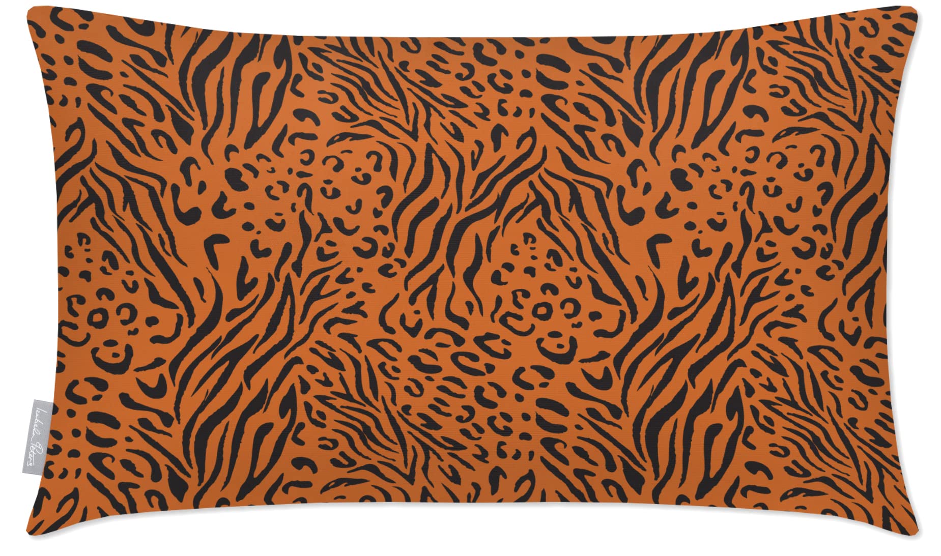 Izabela Peters Outdoor Cushions Waterproof, 50 x 30 cm, Filled Outdoor Cushion, Animal Fusion - Orange & Black, Garden Furniture Cushions, Outdoor Seat Cushions, Garden Chair Cushions