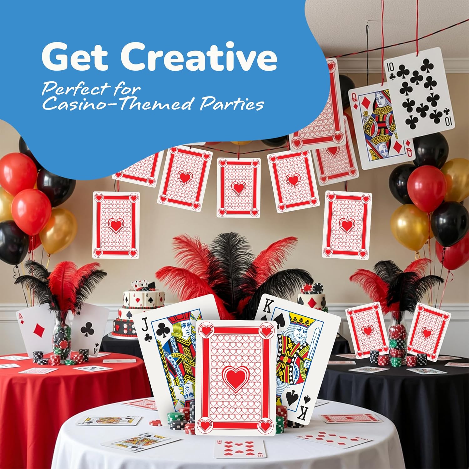 Gamie Giant Poker Jumbo Playing Cards - 10.5 Inches X 14.5 Inches - Extra Large Playing Cards Set with 2 Jokers - Huge Casino Game Cards for Kids and Adults - Oversize Poker Party Decorations - 1 Pack