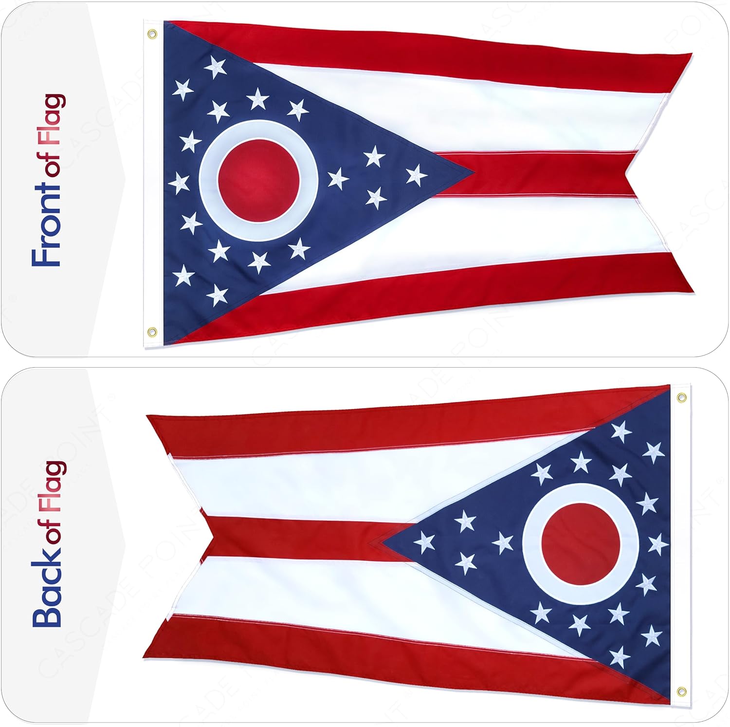 State of Ohio 3x5 Feet Flag - Embroidered 210D Nylon with Sewn Panels