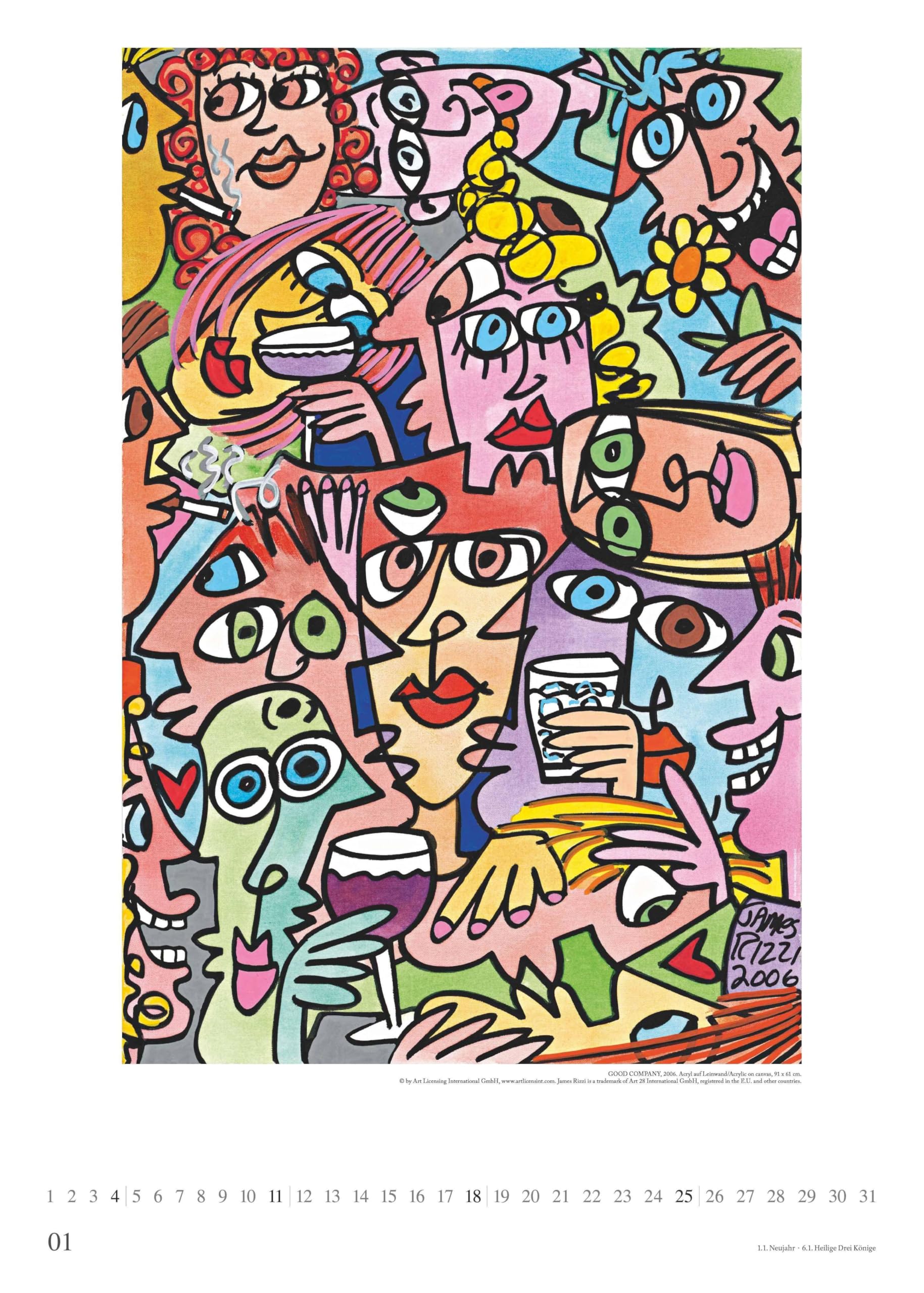 DUMONT - James Rizzi 2026 – Kunst-Poster-Kalender 50 x 70 cm, Pop-Art Wandkalender für Kunstliebhaber & Rizzi-Fans