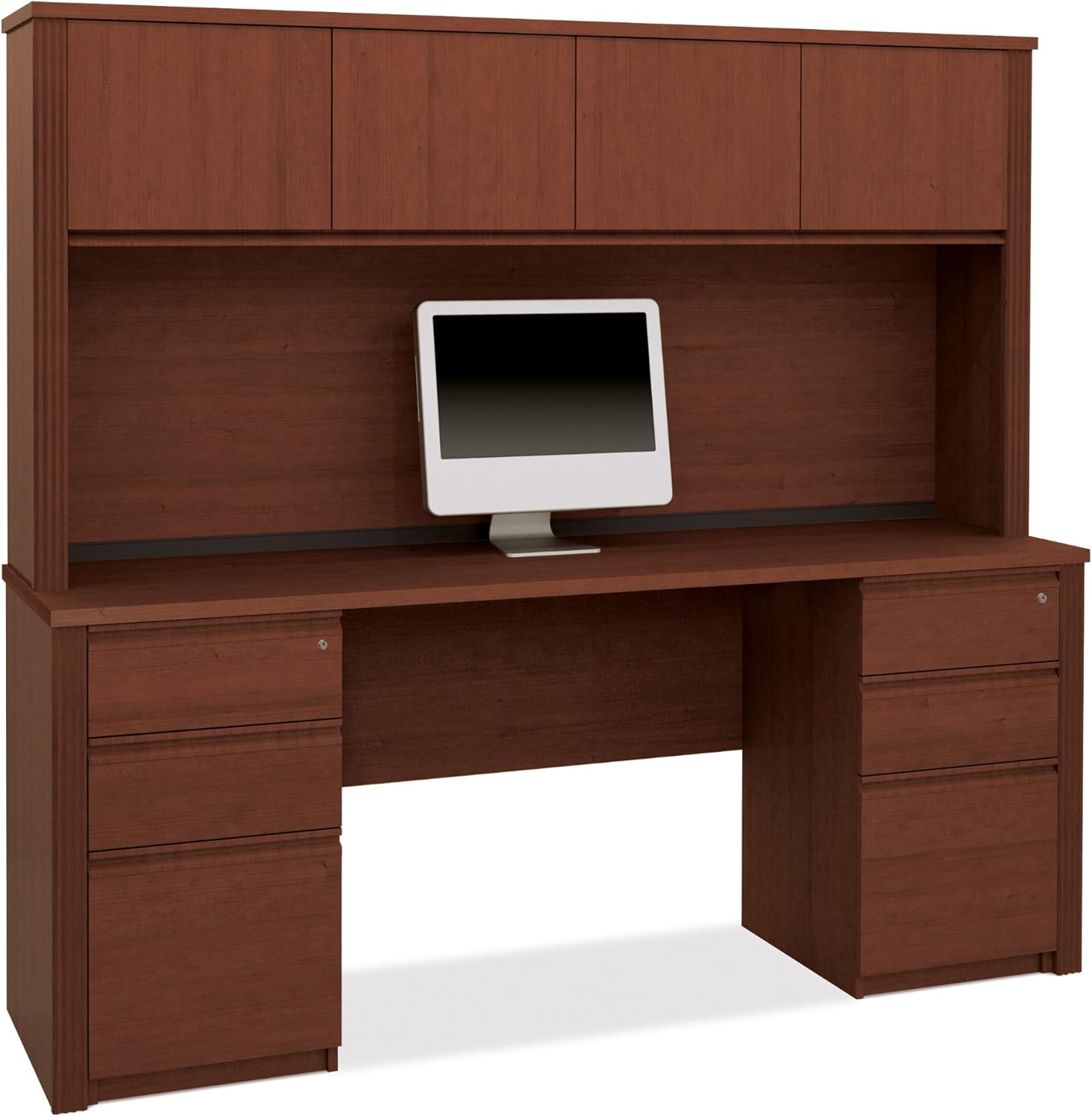 Prestige Credenza and Hutch Kit Including Pedestals Cognac