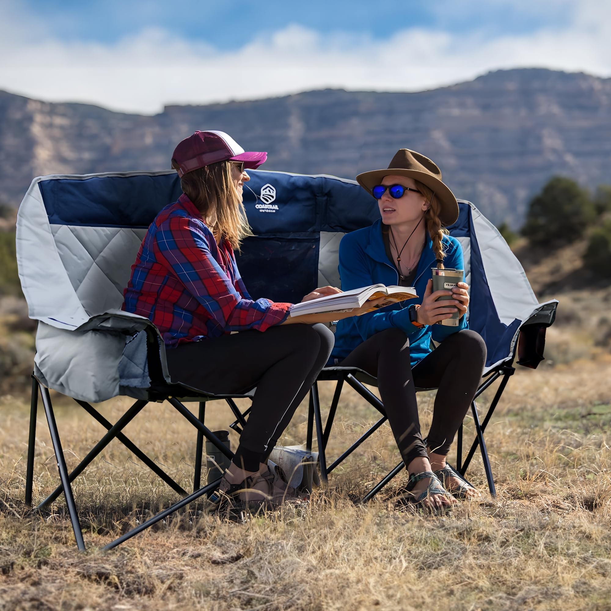 Coastrail Outdoor Folding Double Camping Chairs Premium Comfort