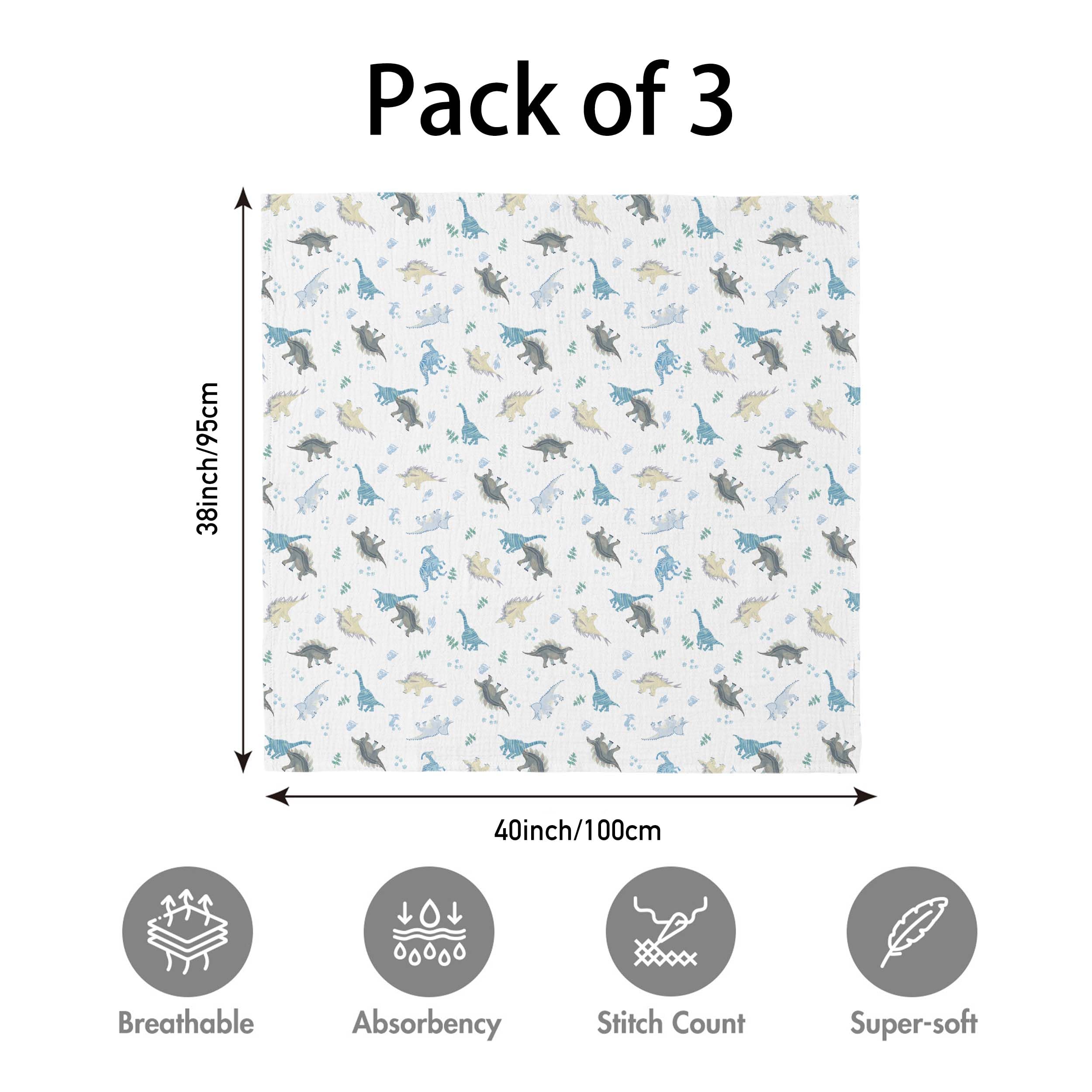 Soarwg Kids Muslin Swaddle Baby Blanket Muslin Cloths for Newborns Pack of 3 Muslin Blanket - Image 2