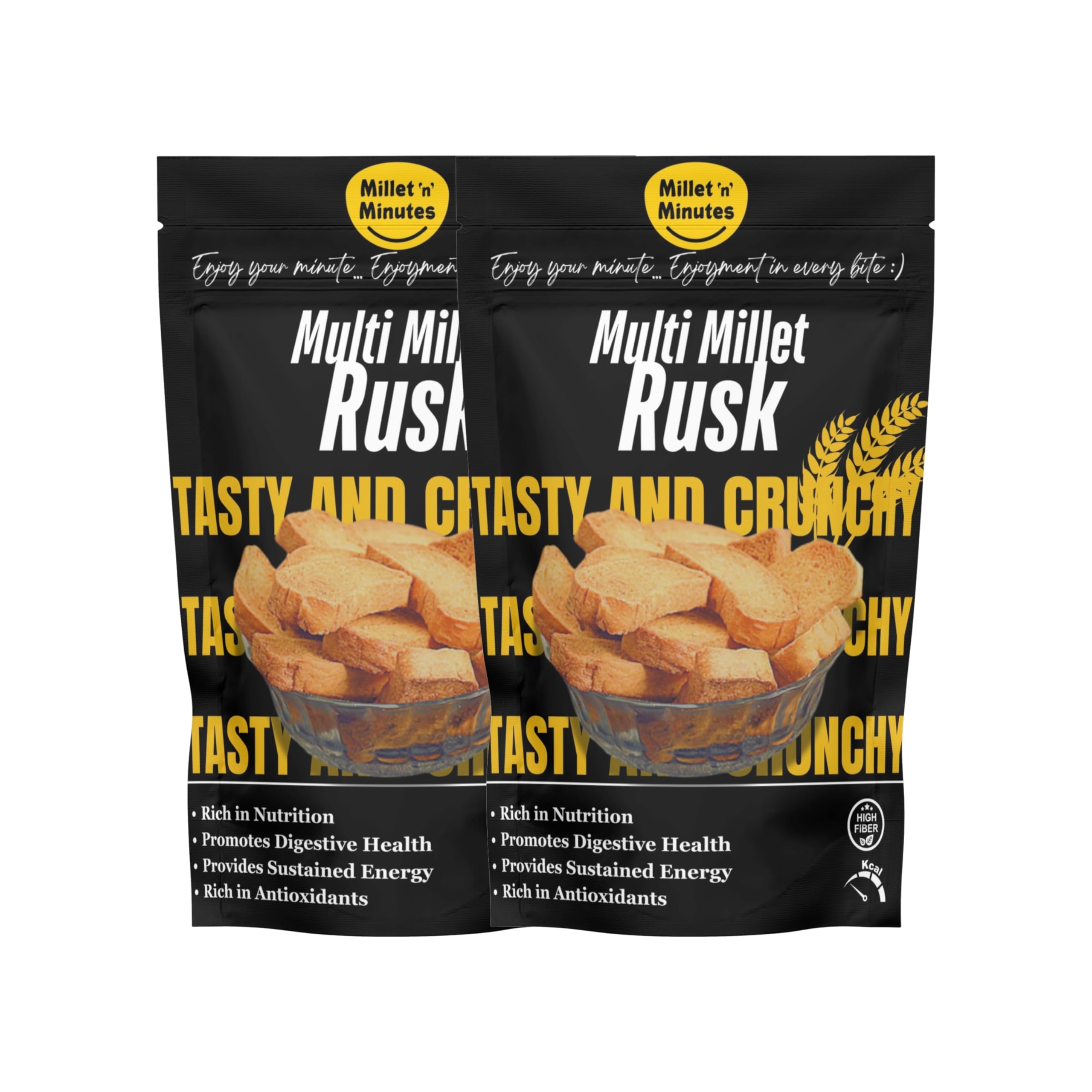 Millet 'n' Minutes Multi Millet Rusk, High Fibre Crunchy Snack, Rich in Antioxidants and Nutrition (Pack of 2)-image-11