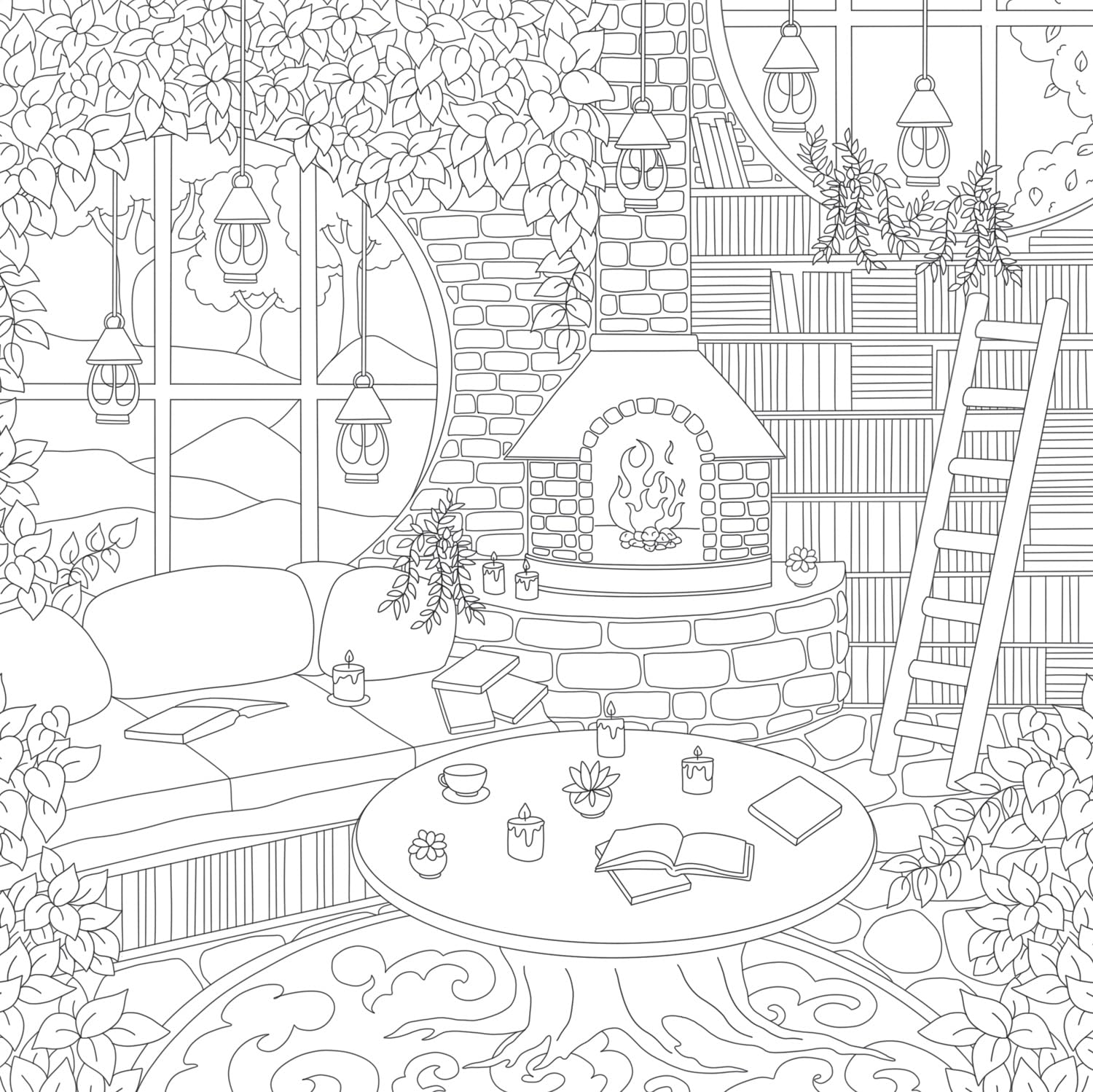 Cozy Bookshops: Colouring Book: For fans of Coco Wyo, colour your way to relaxation with charming scenes of bookstore bliss