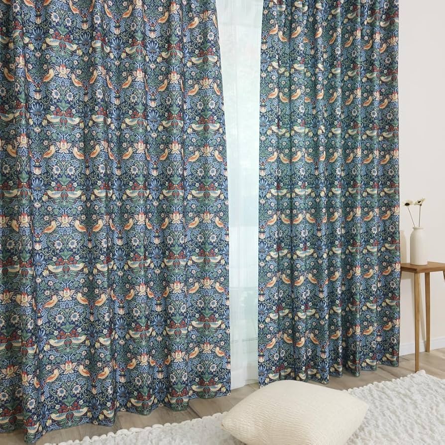 Maria　いちご泥棒　カーテン Amazon｜【144サイズ】ウィリアム・モリス 国産防炎カーテン 1枚