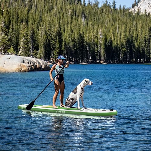 Miniatura 9 de CYFIE Tabla de remo inflable para adulto, tabla de remo de pesca de 10.6 pies con asiento de kayak, accesorios de SUP, bomba, 4 remos, mochila,