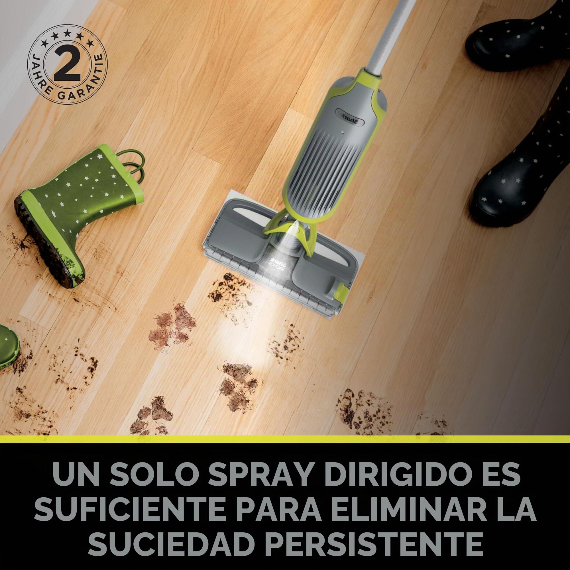 Shark VacMop 2 en 1, Aspiradora y Mopa sin Cable con Spray, Gris Antracita | Para Suelos Duros, 4 Almohadillas Desechables, Solución de Limpieza de 355 Ml, Ligera 1,5 Kg, sin Mantenimiento, VM200EU